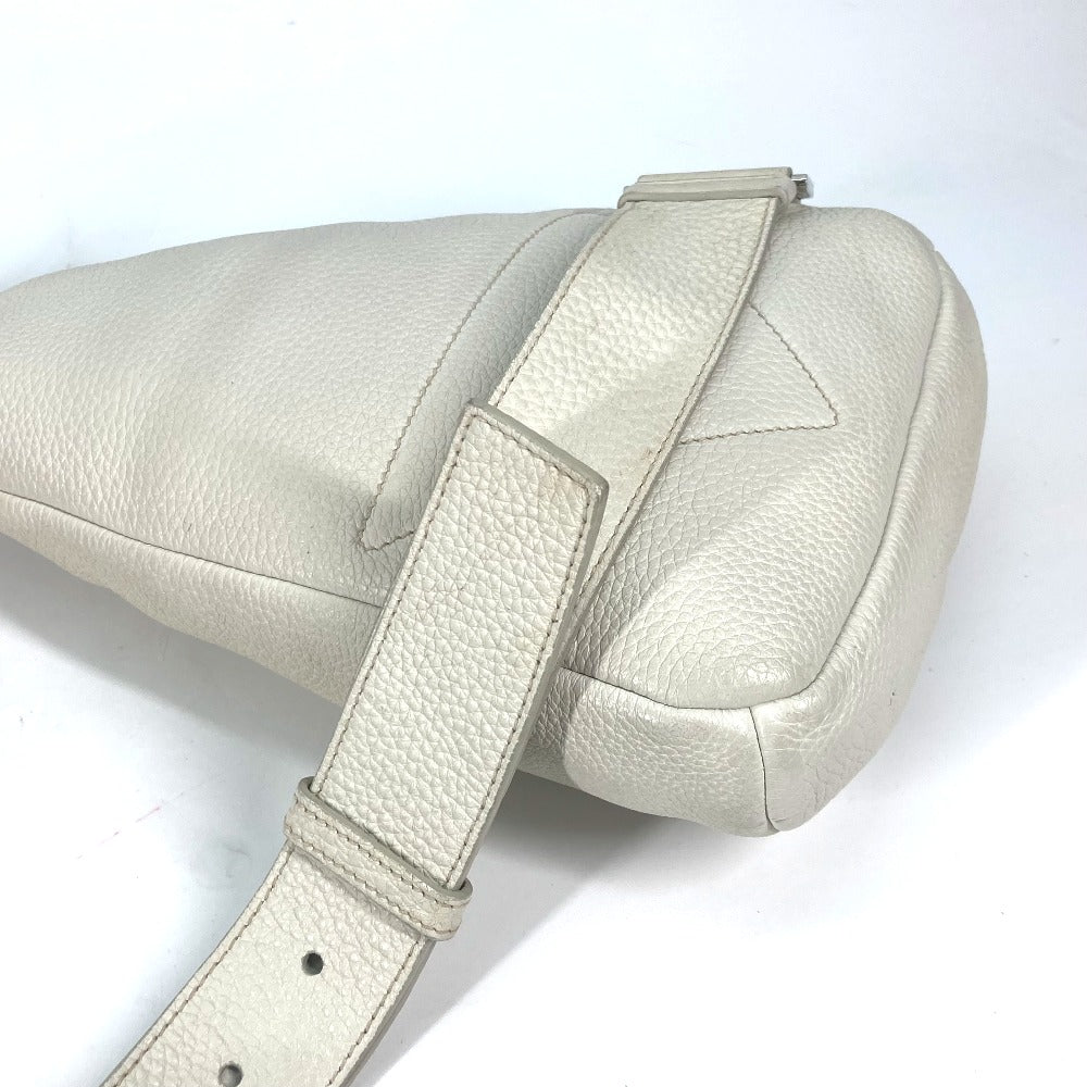 PRADA Sling bag 2VZ098 leather white Triangle logo Cross Vitello Dino Leather Bag mens Used