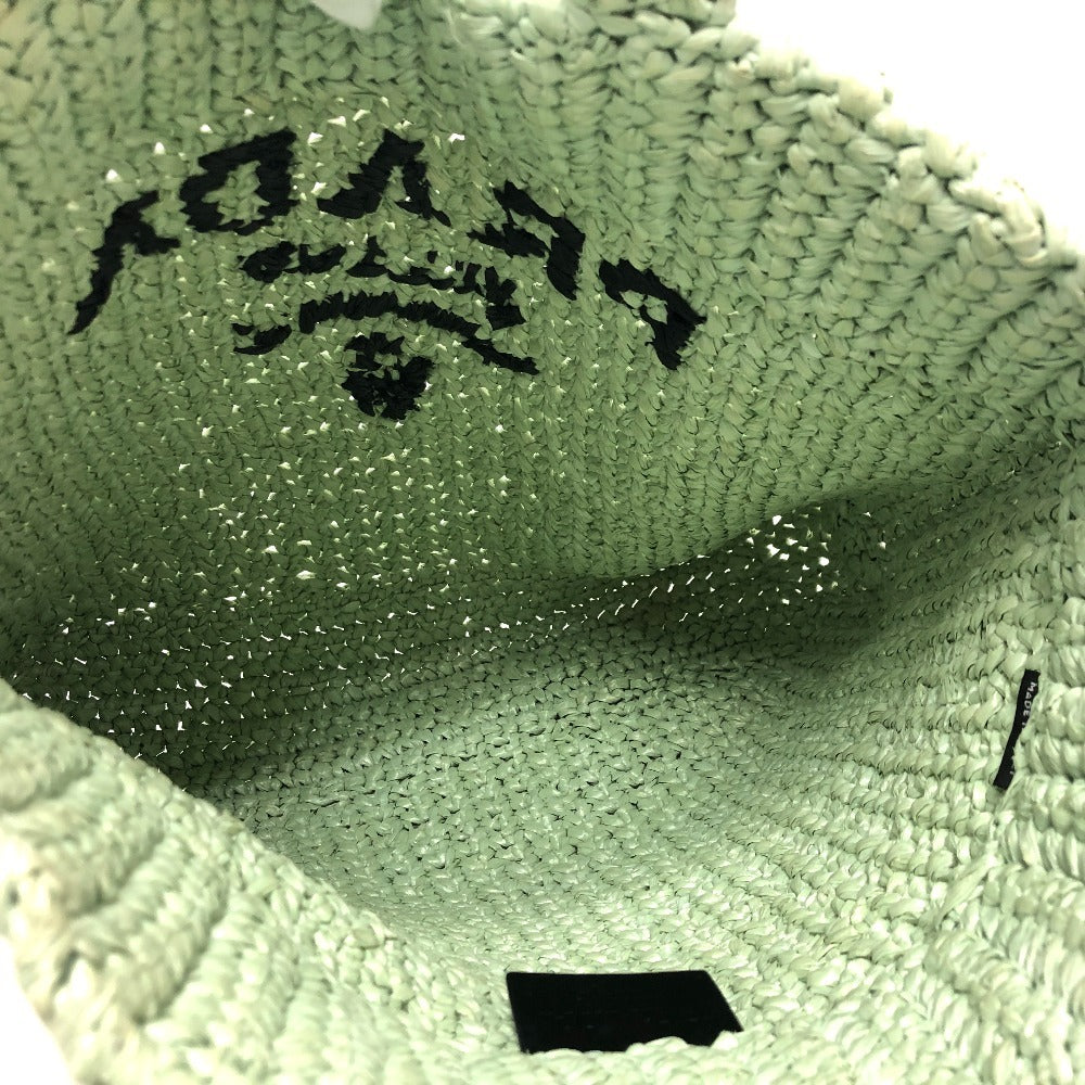 PRADA Tote Bag 1BG422 Raffia green Raffia Small Crochet シルバー金具