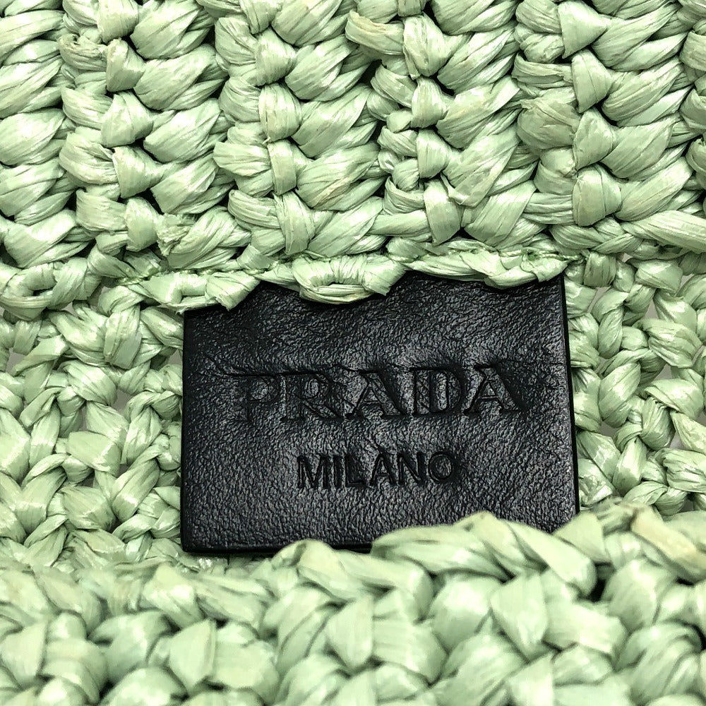 PRADA Tote Bag 1BG422 Raffia green Raffia Small Crochet シルバー金具