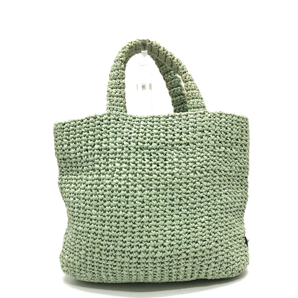 PRADA Tote Bag 1BG422 Raffia green Raffia Small Crochet シルバー金具