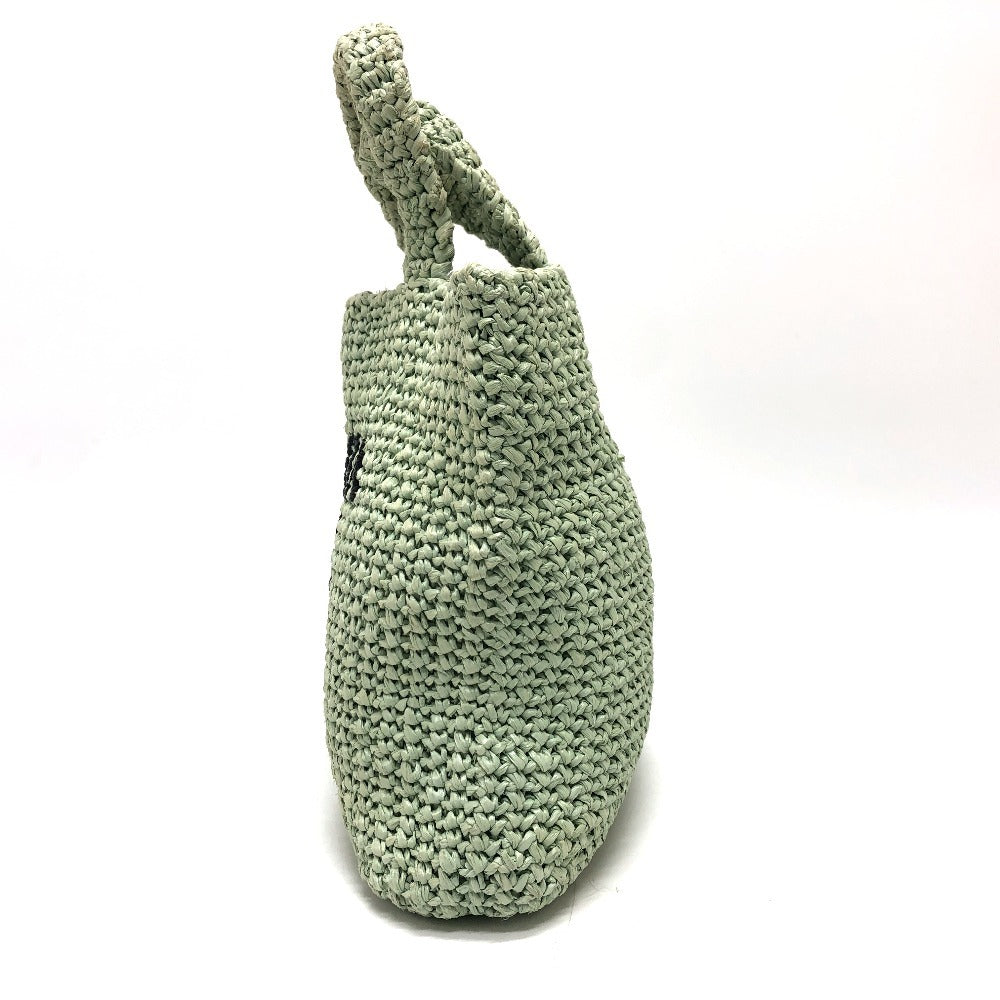 PRADA Tote Bag 1BG422 Raffia green Raffia Small Crochet シルバー金具