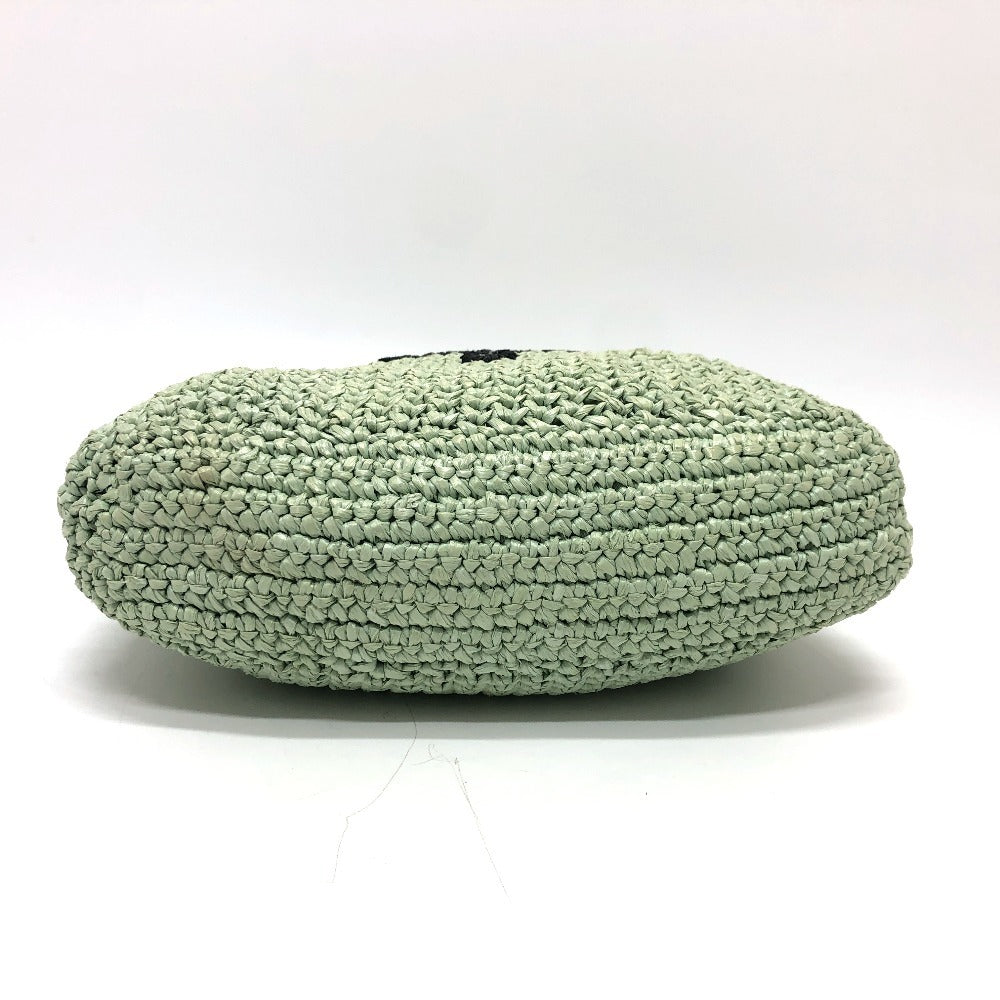 PRADA Tote Bag 1BG422 Raffia green Raffia Small Crochet シルバー金具