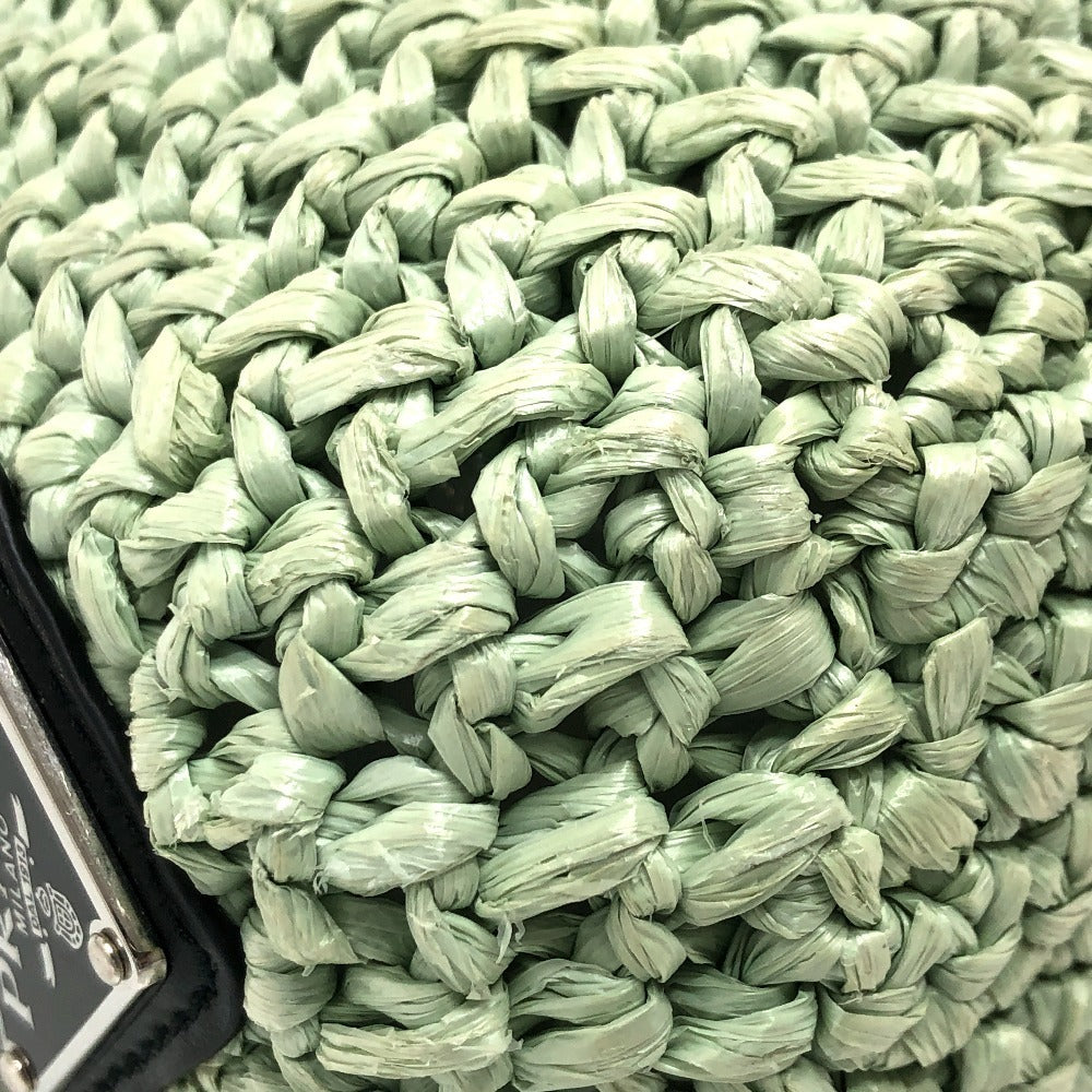 PRADA Tote Bag 1BG422 Raffia green Raffia Small Crochet シルバー金具