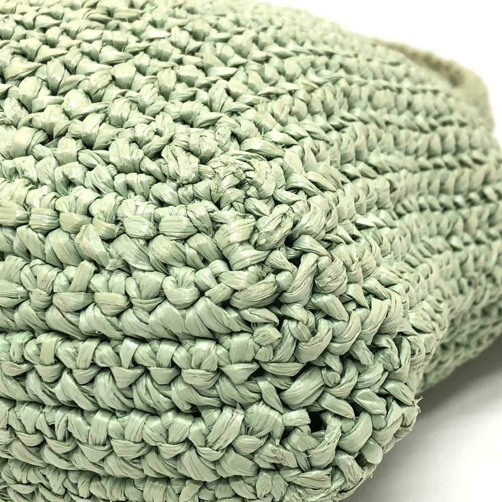 PRADA Tote Bag 1BG422 Raffia green Raffia Small Crochet シルバー金具