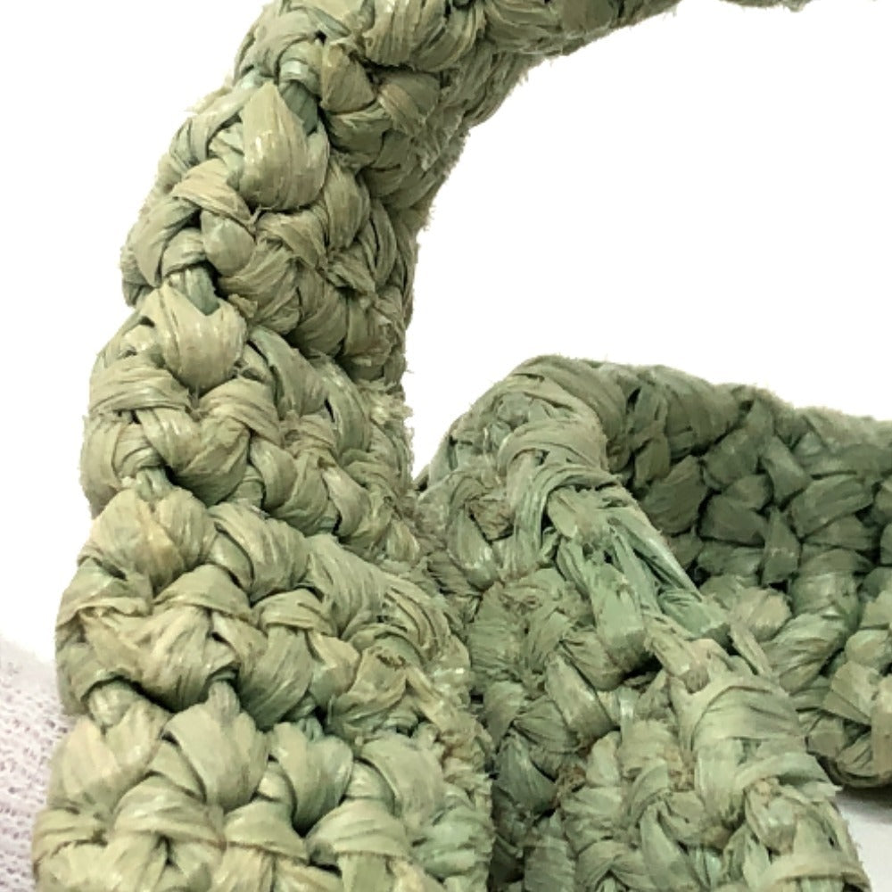 PRADA Tote Bag 1BG422 Raffia green Raffia Small Crochet シルバー金具