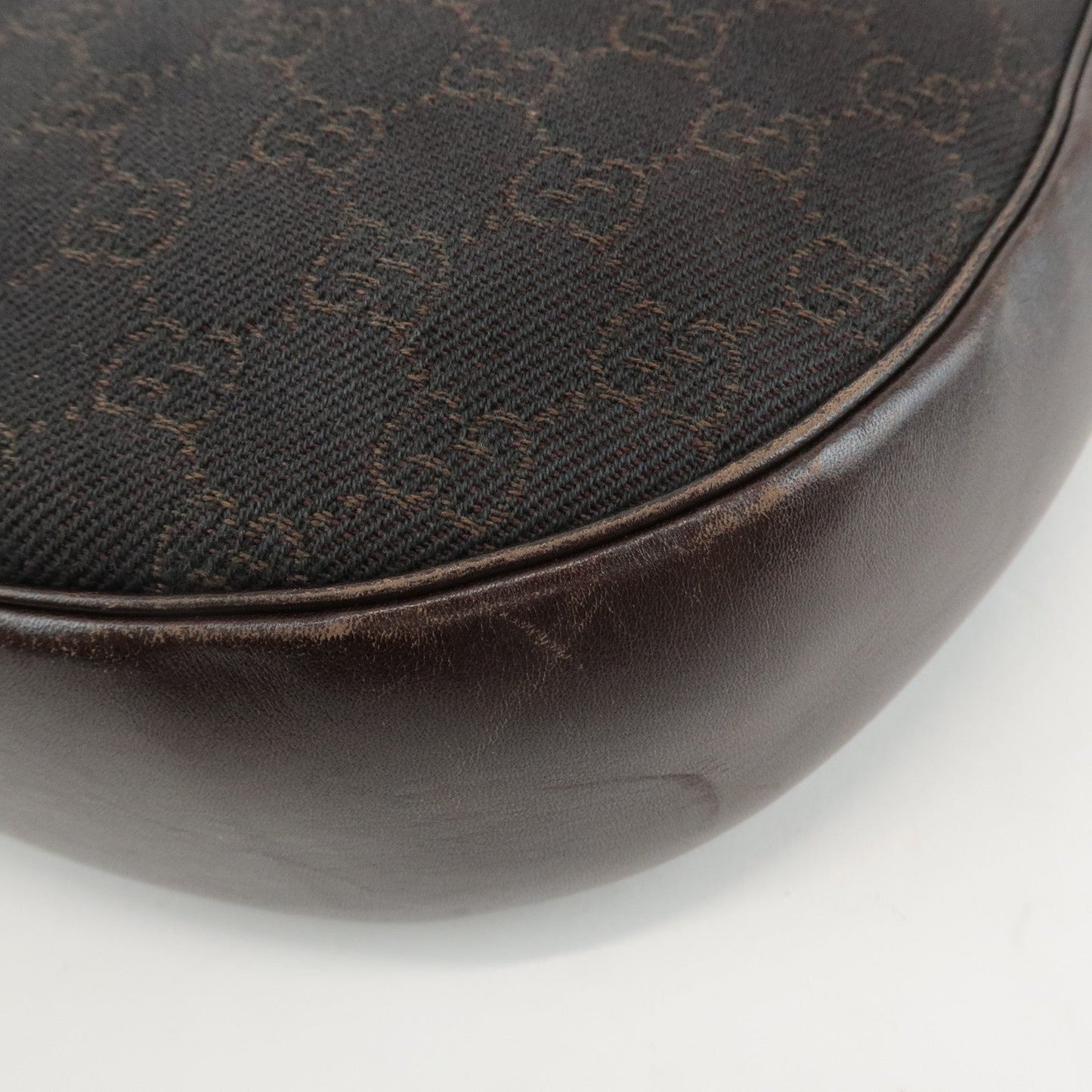 GUCCI GG Denim Leather Shoulder Bag Crossbody Dark Brownk