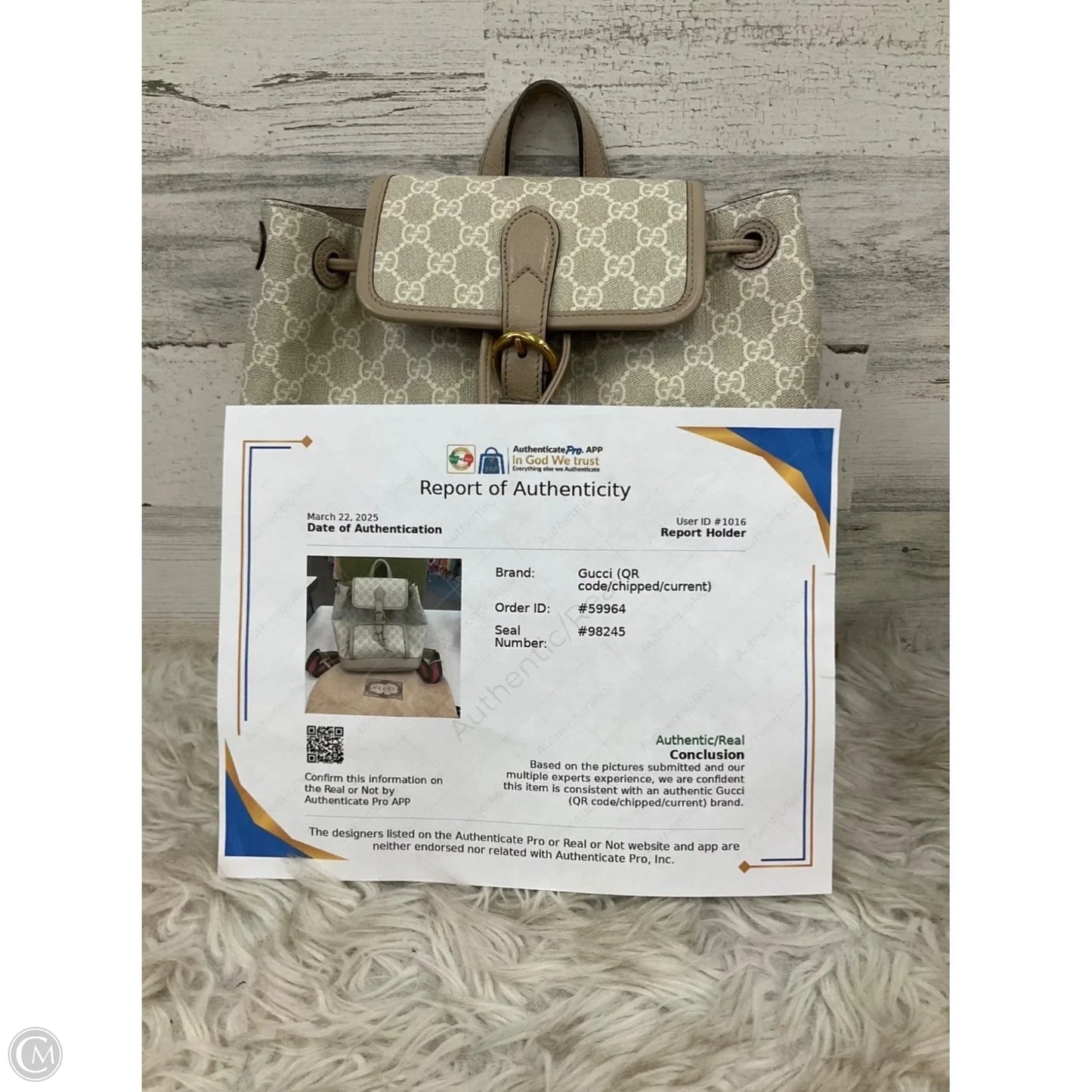 Backpack Luxury Designer By Gucci, Size: Medium