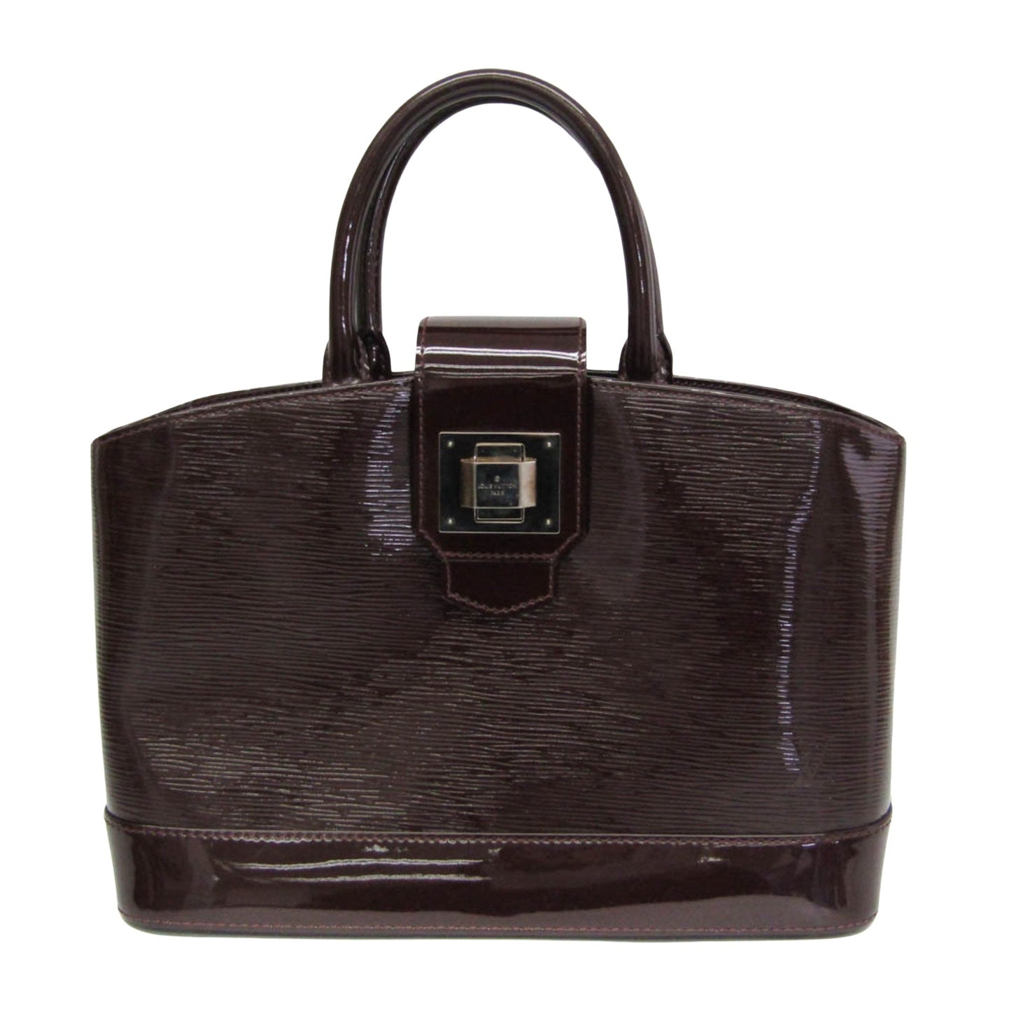 Brown Patent Leather Tote Bag with Removable Shoulder Strap