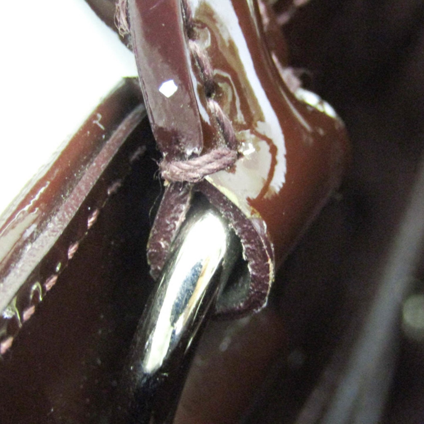 Brown Patent Leather Tote Bag with Removable Shoulder Strap