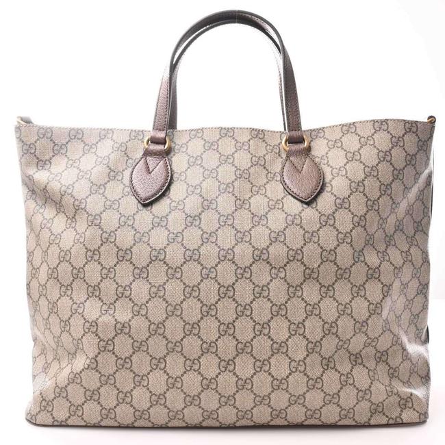 Gucci Supreme Courrier 2Way Tiger Patch Tote- Beige PVC