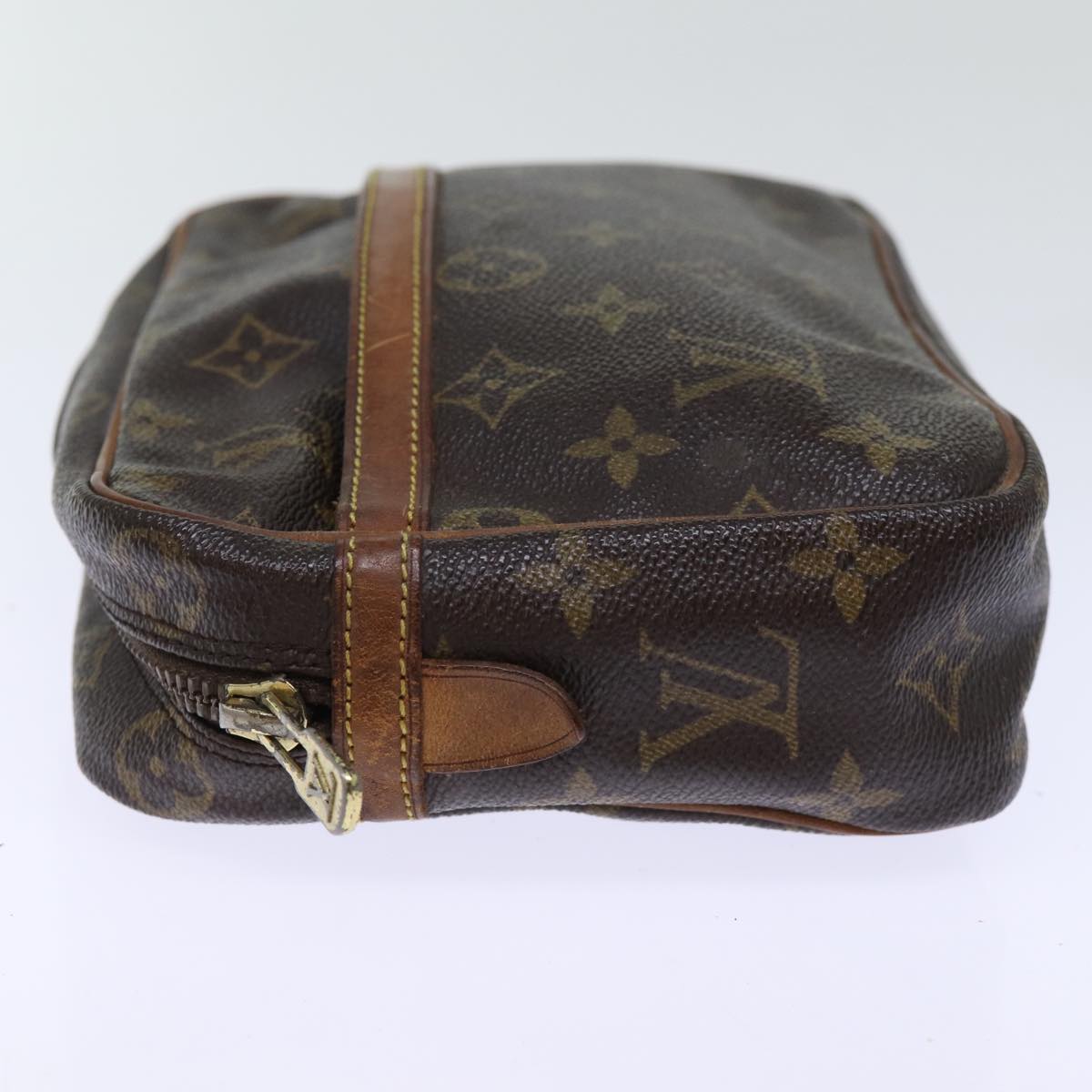Brown Monogram Canvas Clutch with Gold-tone Hardware