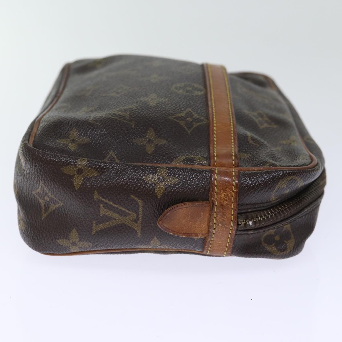 Brown Monogram Canvas Clutch with Gold-tone Hardware