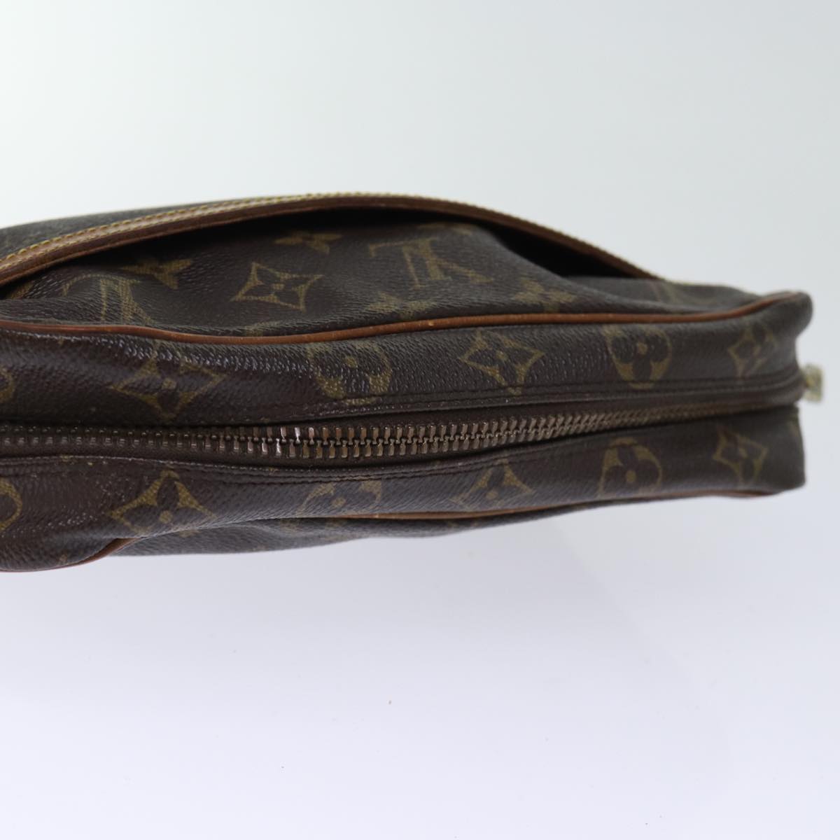 Brown Monogram Canvas Clutch with Gold-tone Hardware