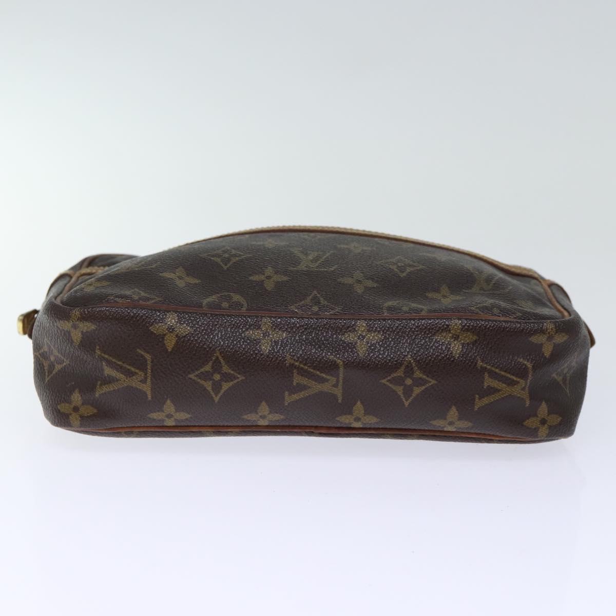 Brown Monogram Canvas Clutch with Gold-tone Hardware