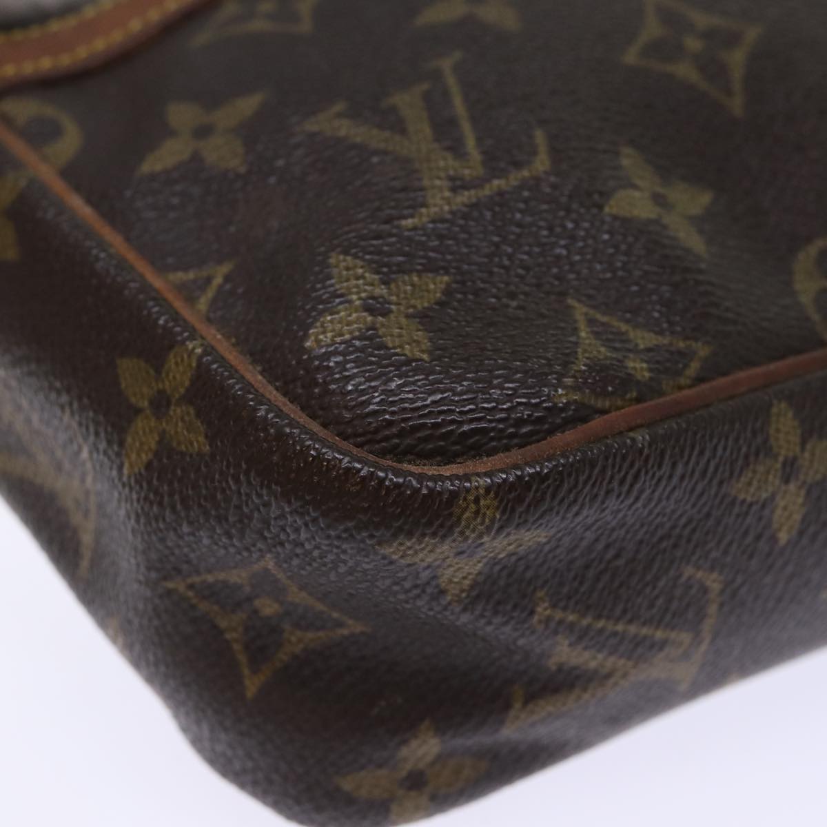 Brown Monogram Canvas Clutch with Gold-tone Hardware