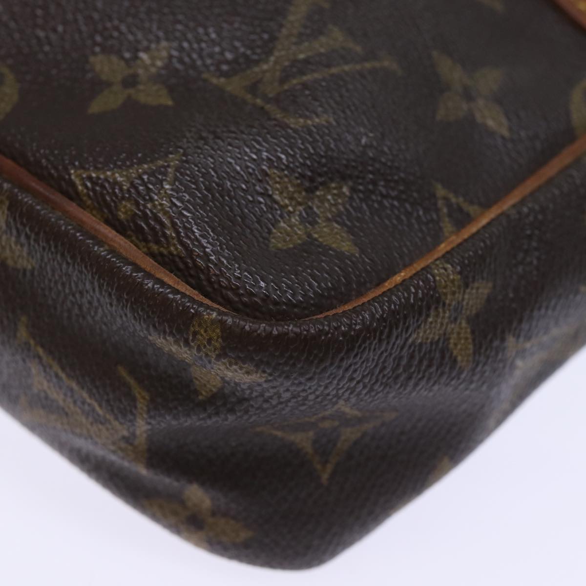 Brown Monogram Canvas Clutch with Gold-tone Hardware