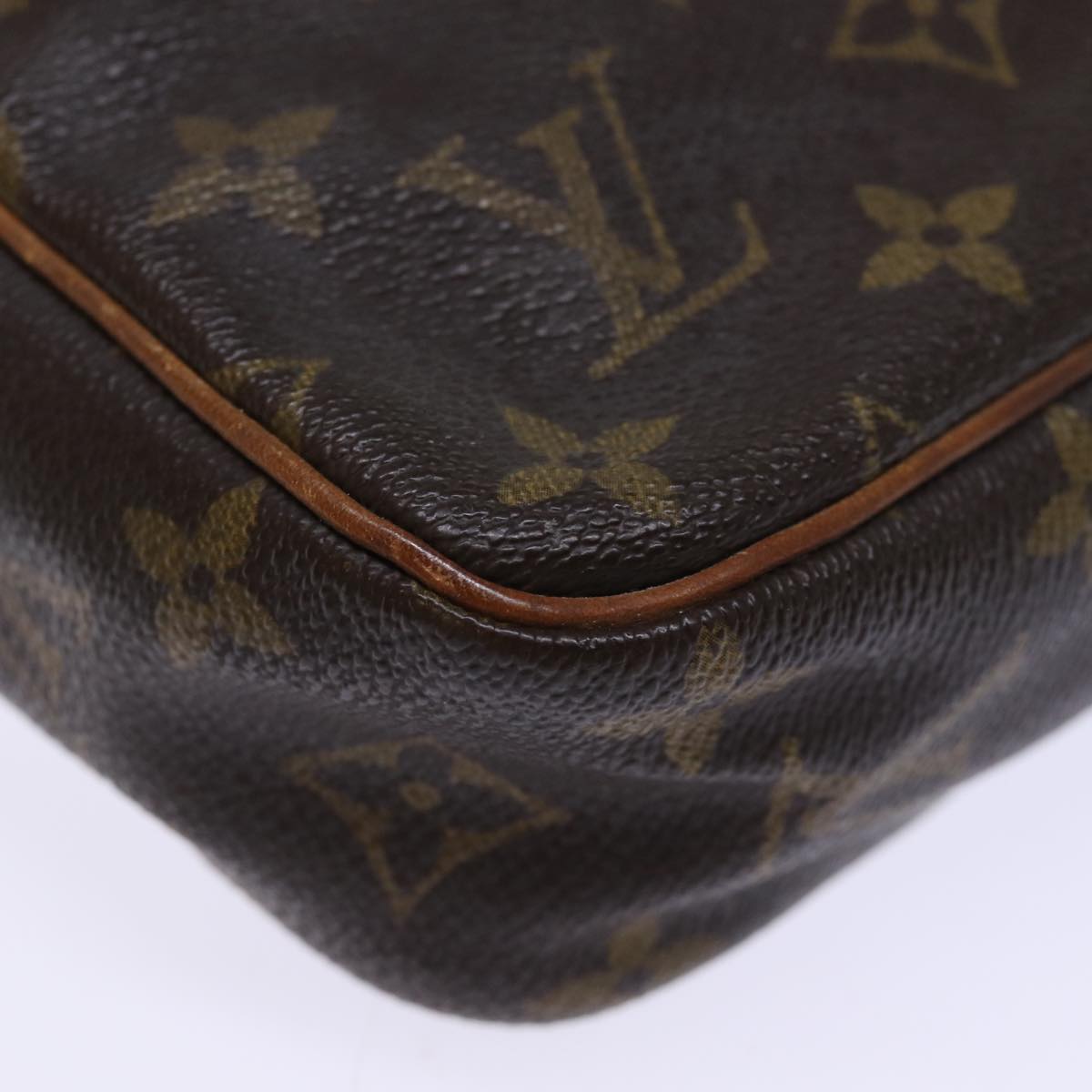 Brown Monogram Canvas Clutch with Gold-tone Hardware