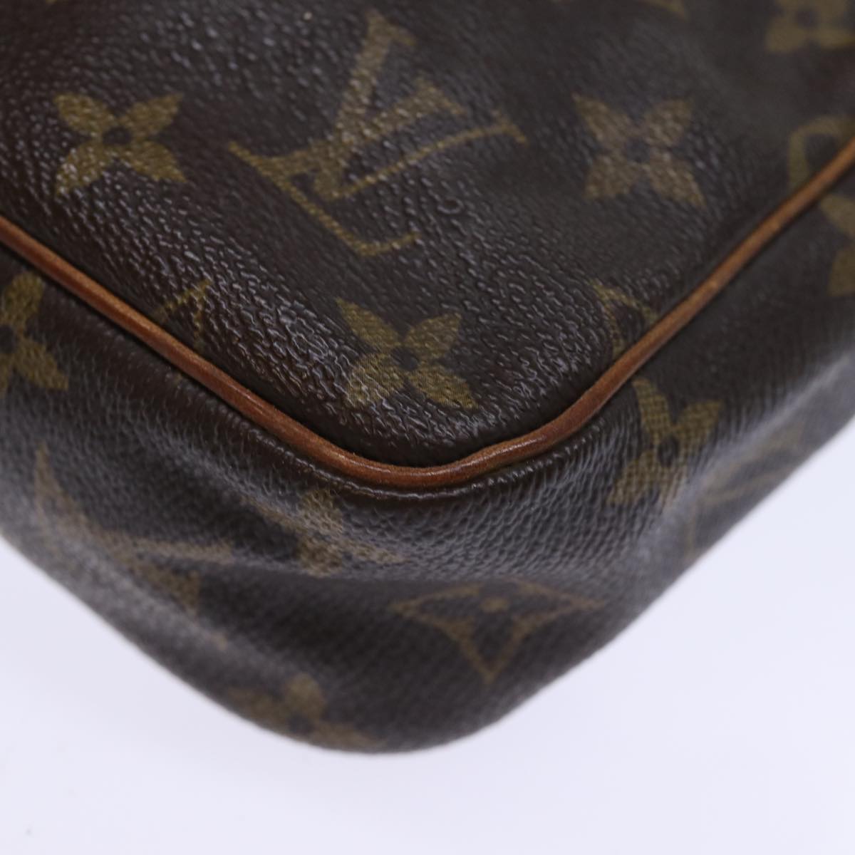 Brown Monogram Canvas Clutch with Gold-tone Hardware