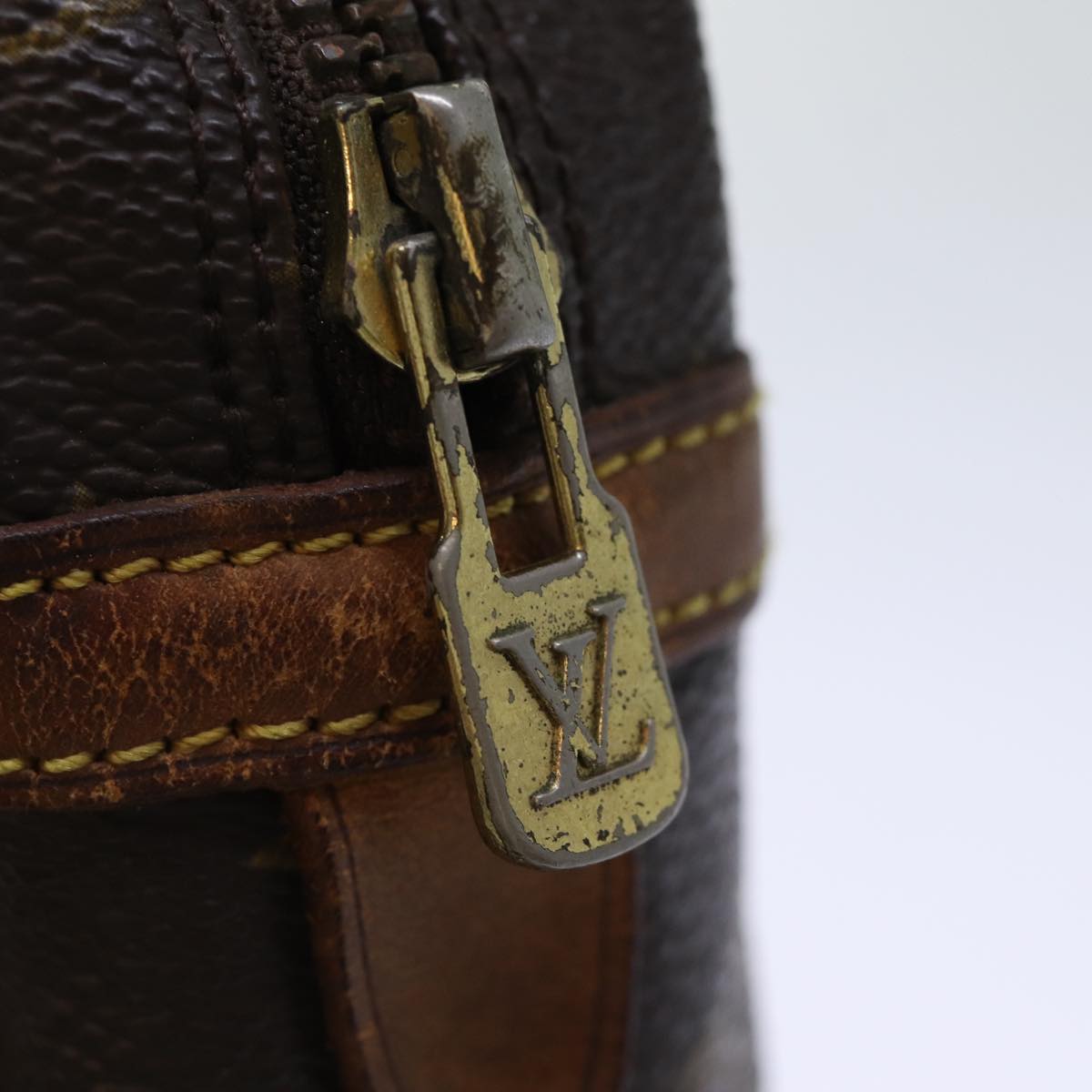 Brown Monogram Canvas Clutch with Gold-tone Hardware