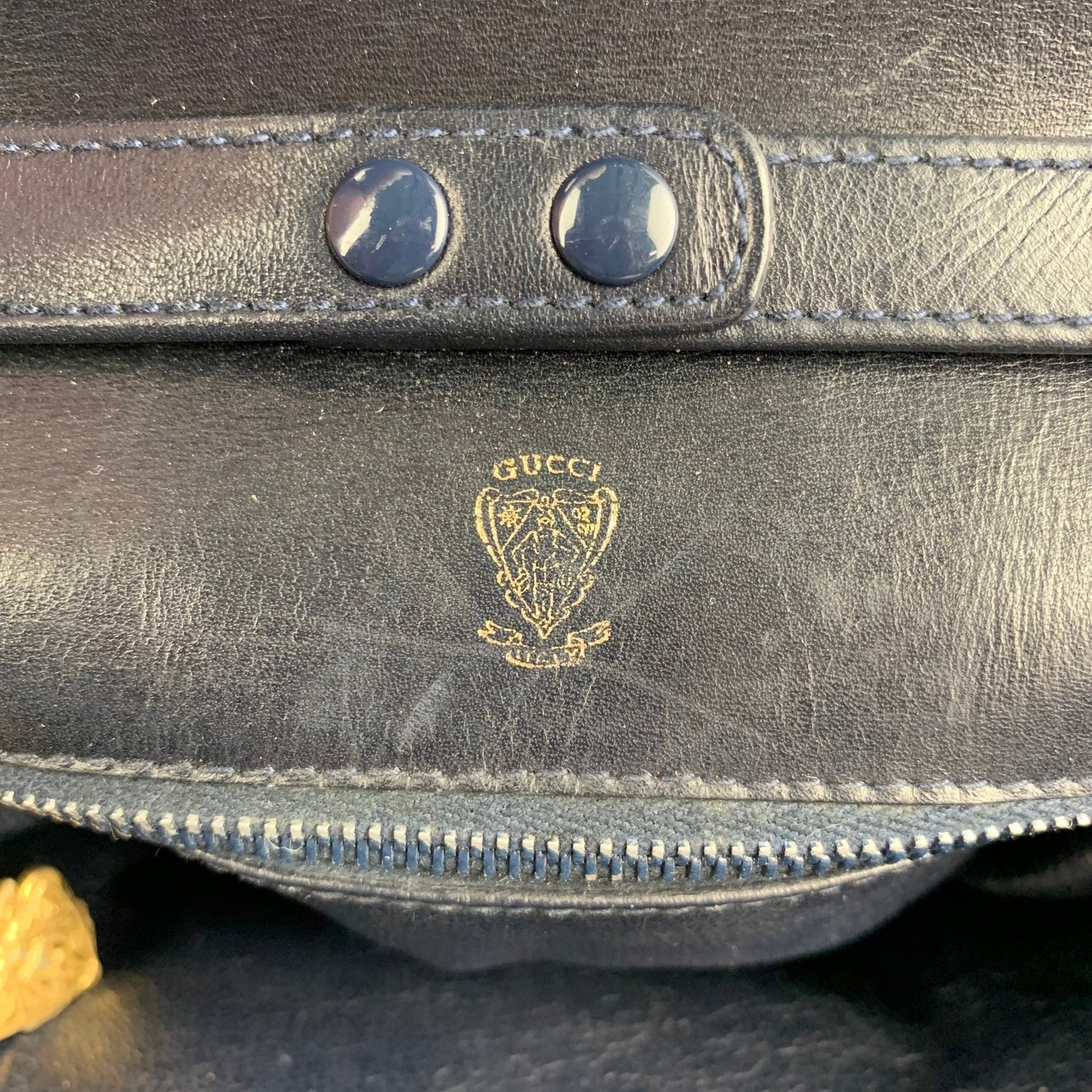 Vintage GUCCI Black Leather Shoulder Handbag