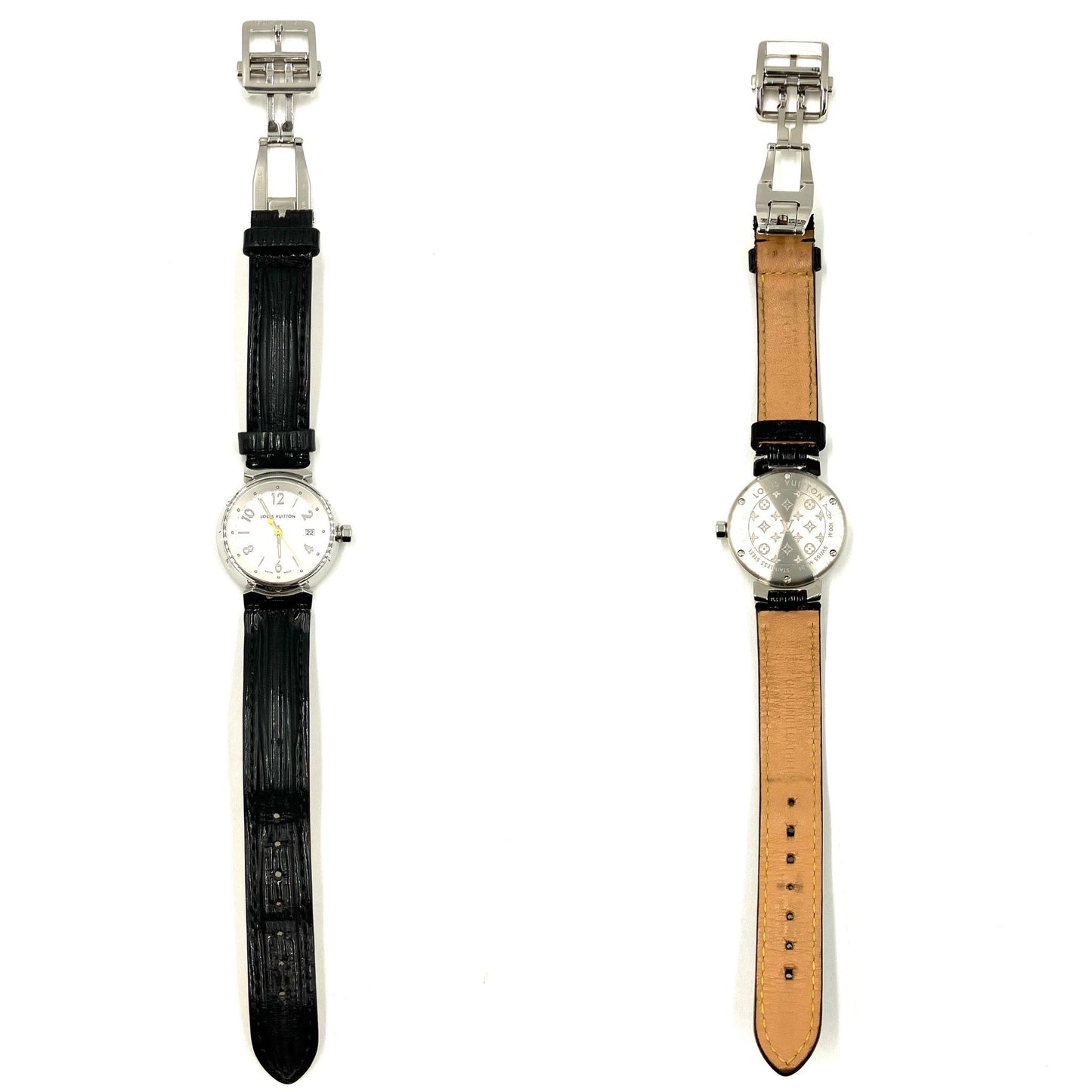 LOUIS VUITTON Tambour Watch Monogram Silver Black quartz