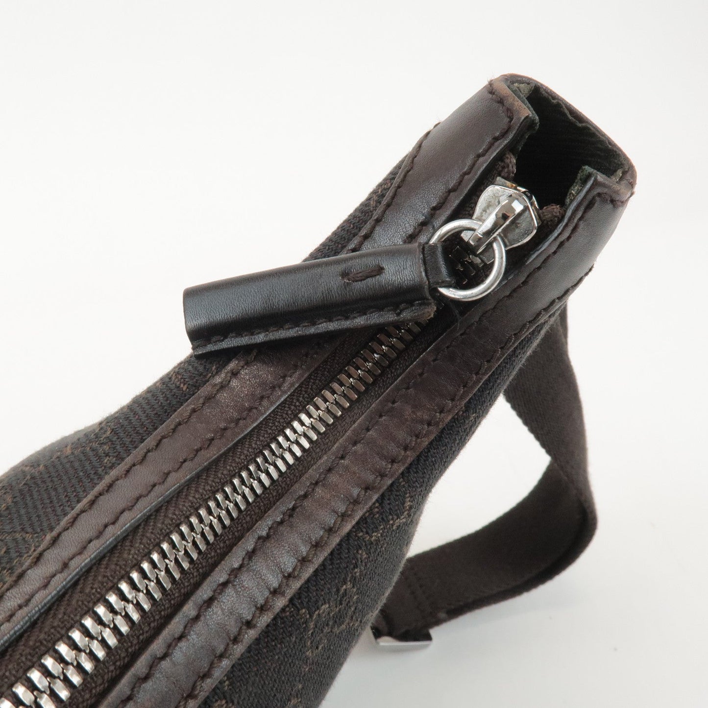 GUCCI GG Denim Leather Shoulder Bag Crossbody Dark Brownk