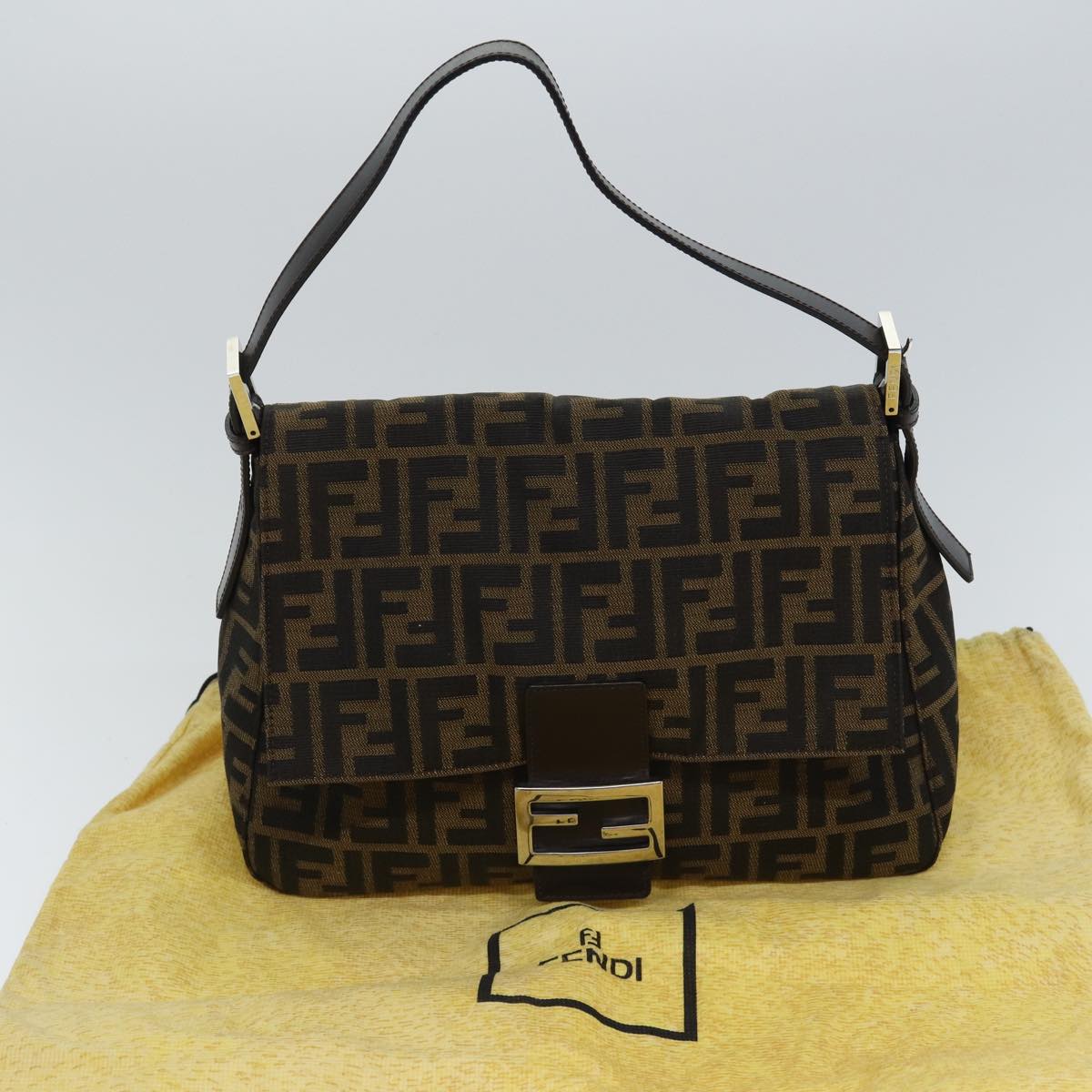 Fendi Mamma Baguette Brown Canvas Shoulder Bag ()