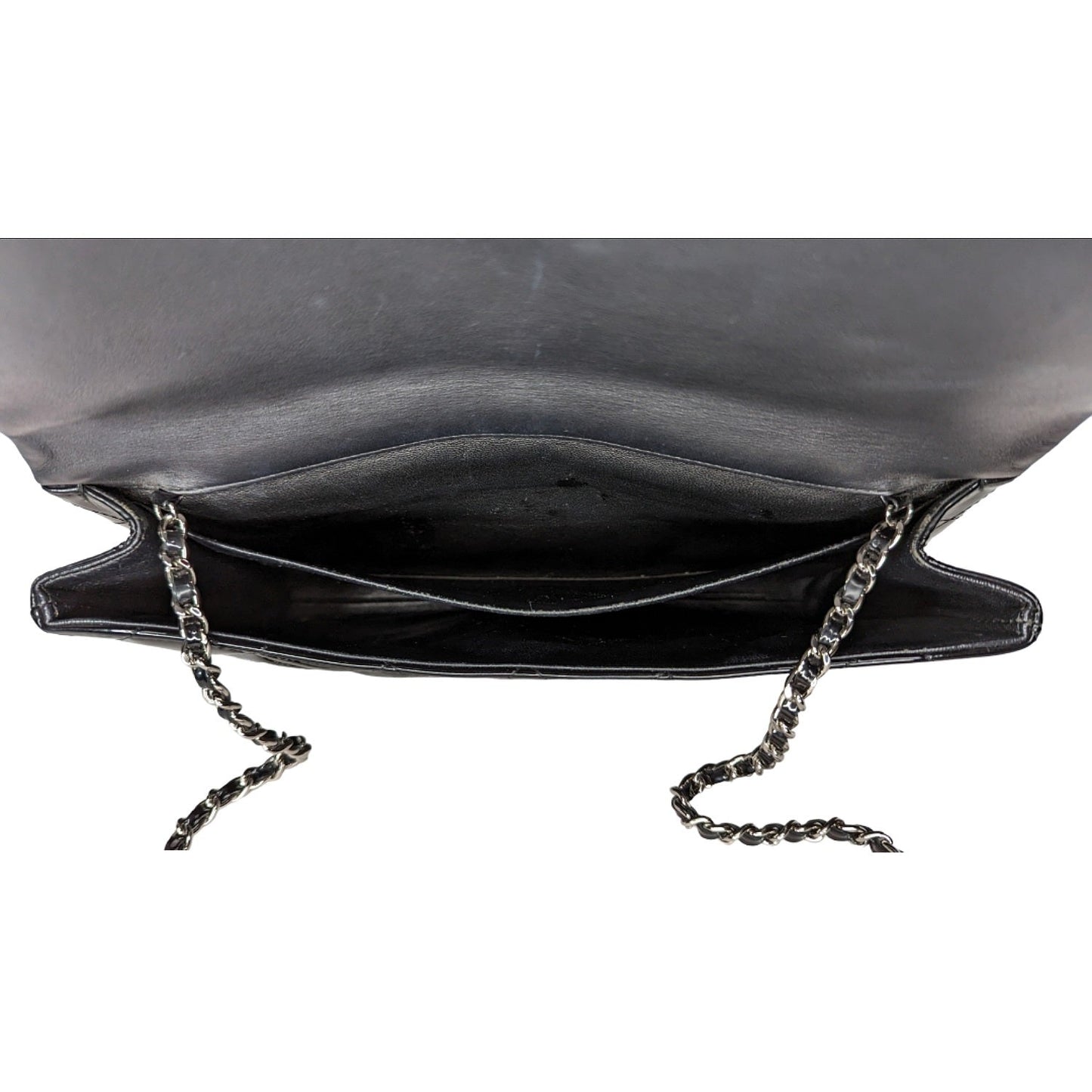 Chanel bag Black Patent Leather New Clutch With Chain CWC