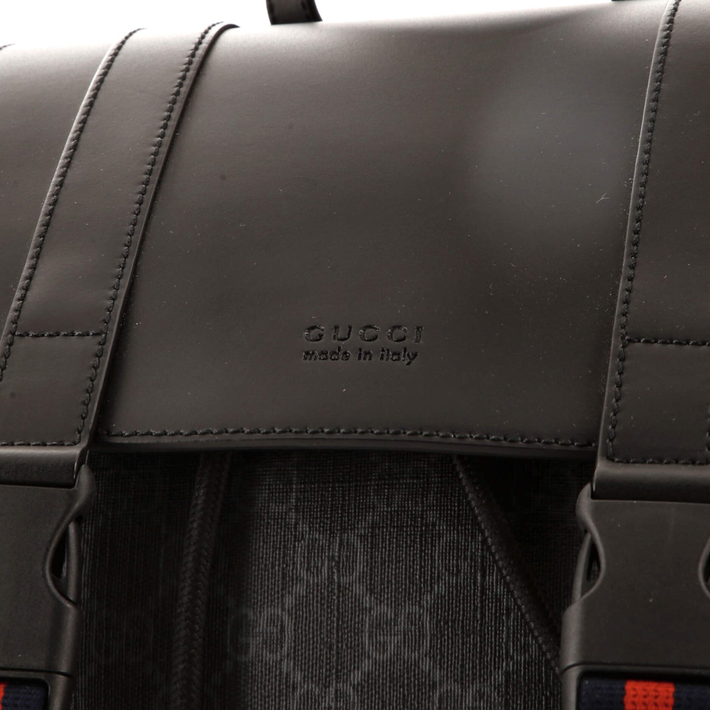 Double Pocket Buckle Backpack GG Coated Canvas Large