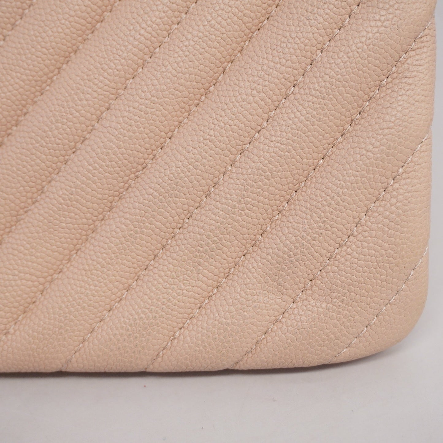 CHANEL Clutch Bag V Stitch Women's Caviar Leather Clutch Bag Pink
