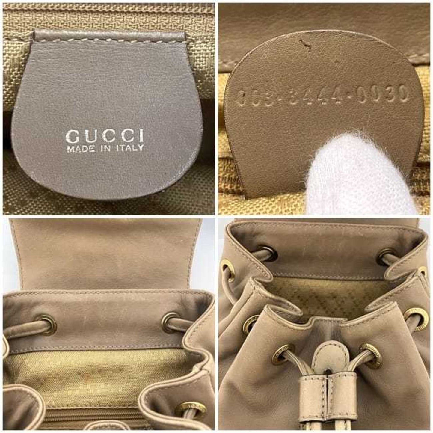 Gucci Backpack f-21841 Beige Bamboo 003 3444 0030 Leather GUCCI Flap Women's