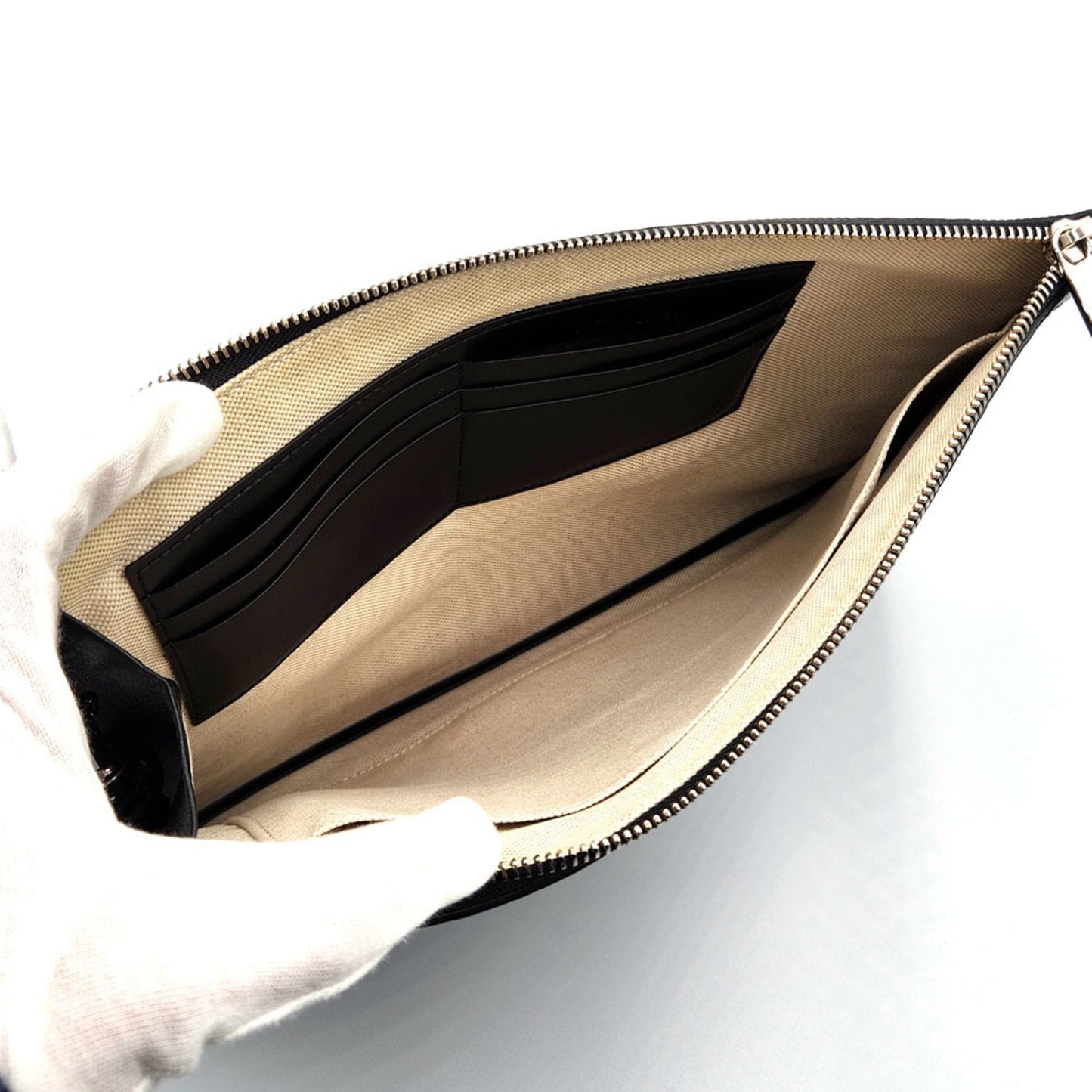 GUCCI GG embossed clutch bag 625569 black leather second for women and men