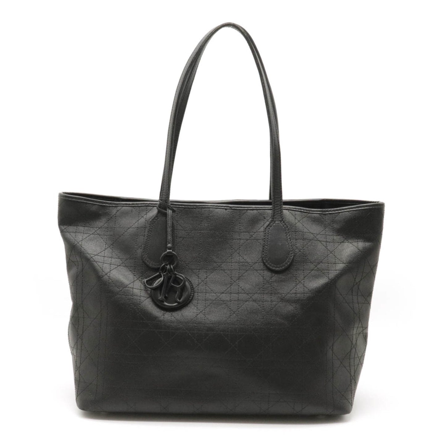 BagsChristian Dior Christian Lady Cannage Pana Tote Bag Coated Canvas Leather Black