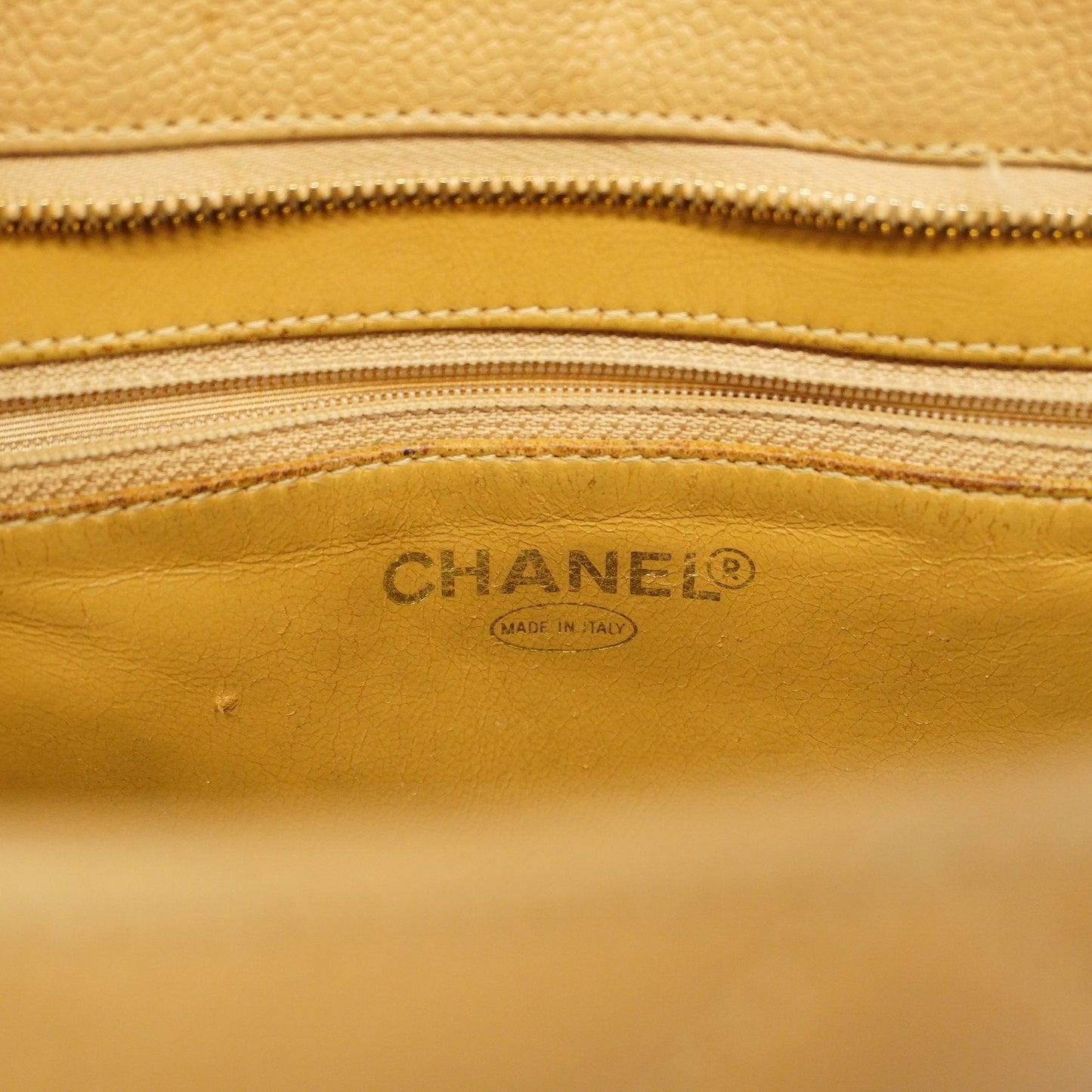 CHANEL Reprint Tote Women's Caviar Leather Tote Bag Beige