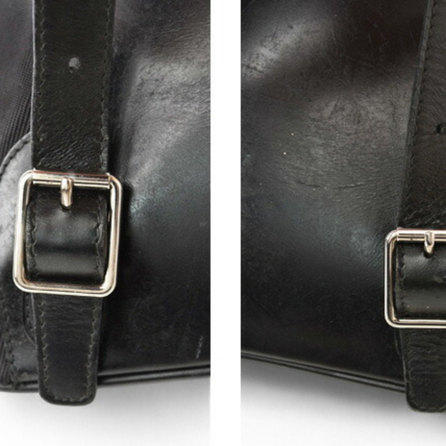 GUCCI Bamboo Backpack Canvas Leather Black