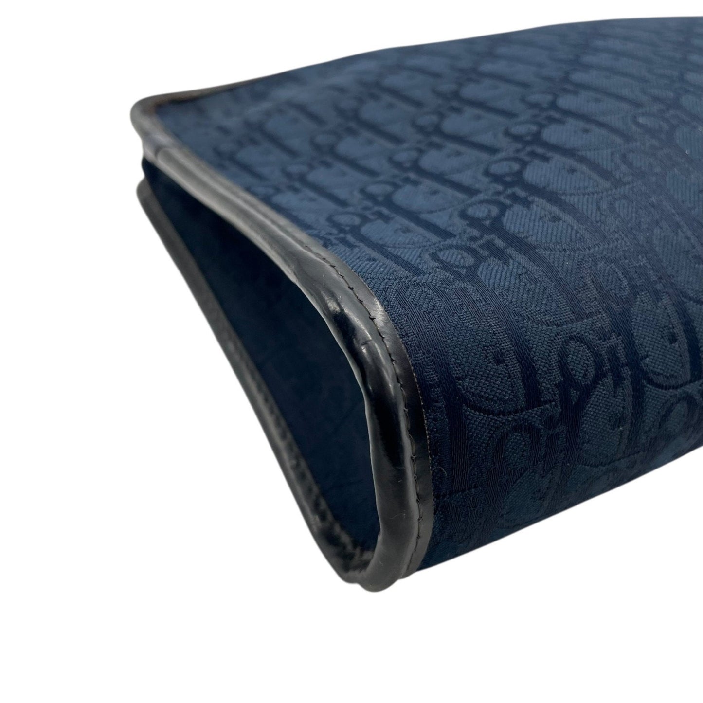 DIOR Christian Dior Trotter Clutch Bag Navy Canvas Gold Hardware Zipper Closure Second Men's Vintage