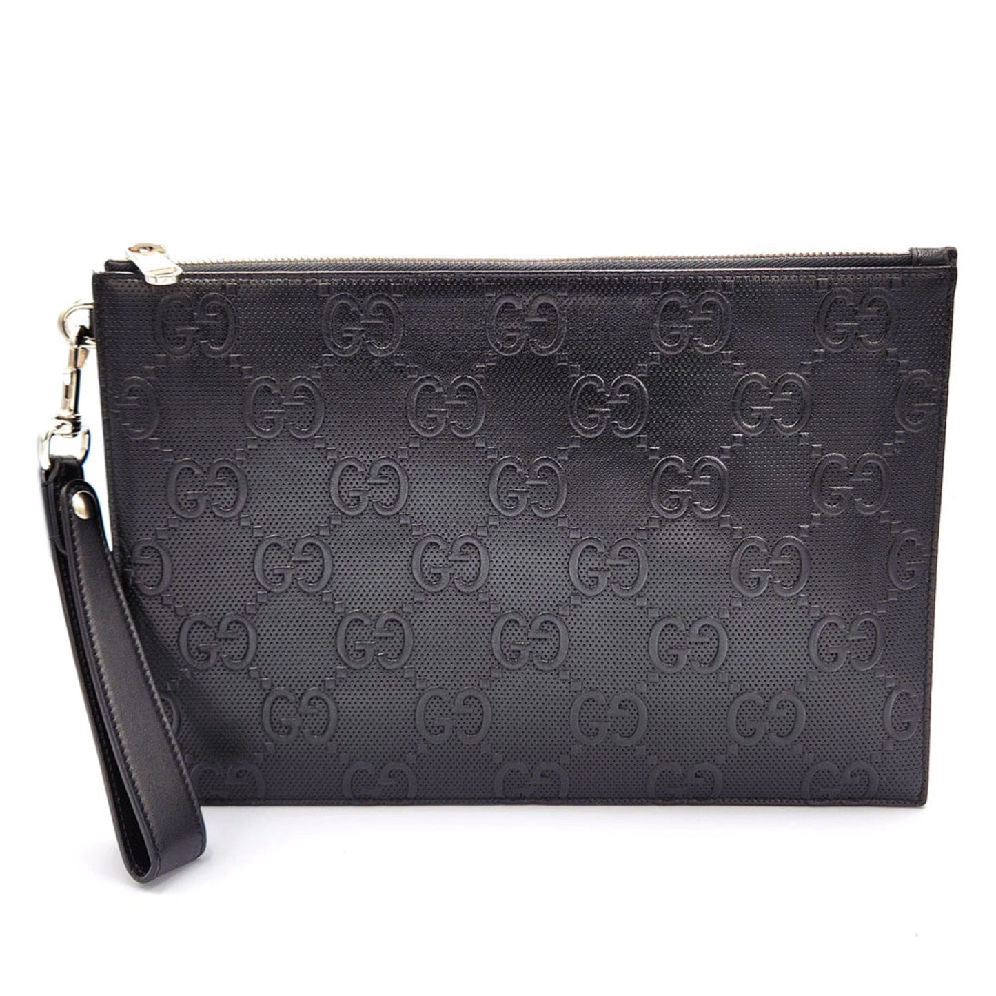 GUCCI GG embossed clutch bag 625569 black leather second for women and men