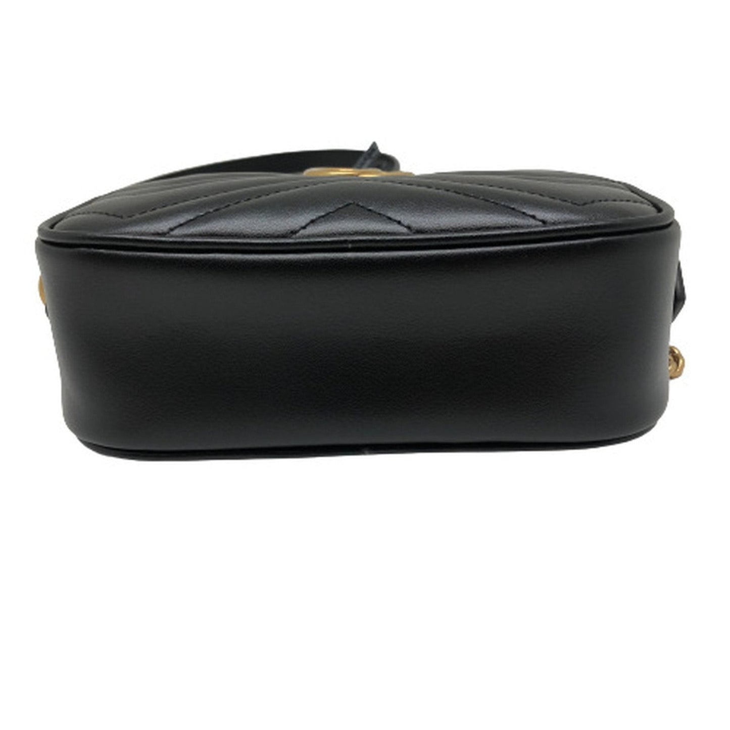 GUCCI GG Marmont Chain Shoulder Bag Crossbody 448065 Leather Black Gold Hardware Women's