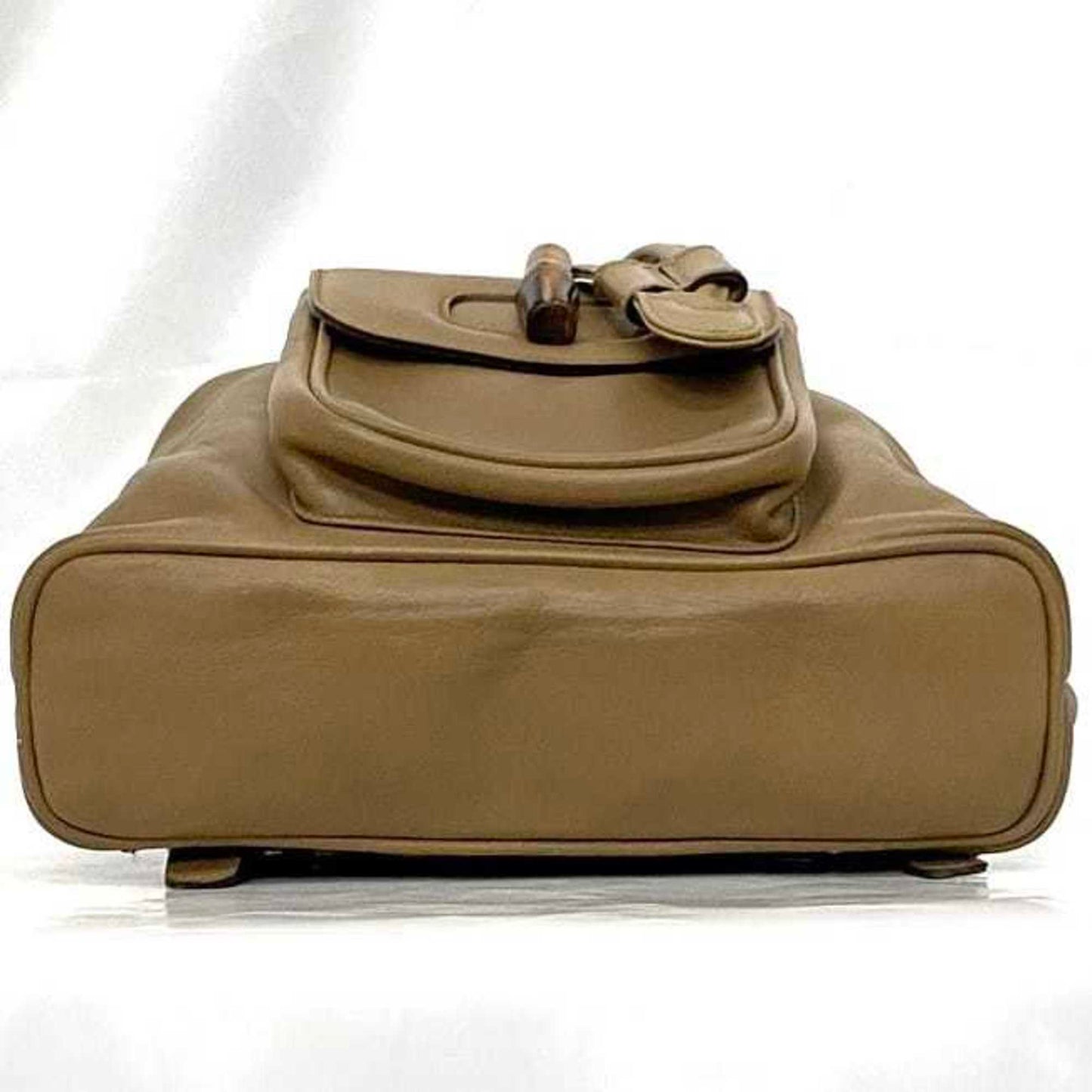Gucci Backpack f-21841 Beige Bamboo 003 3444 0030 Leather GUCCI Flap Women's