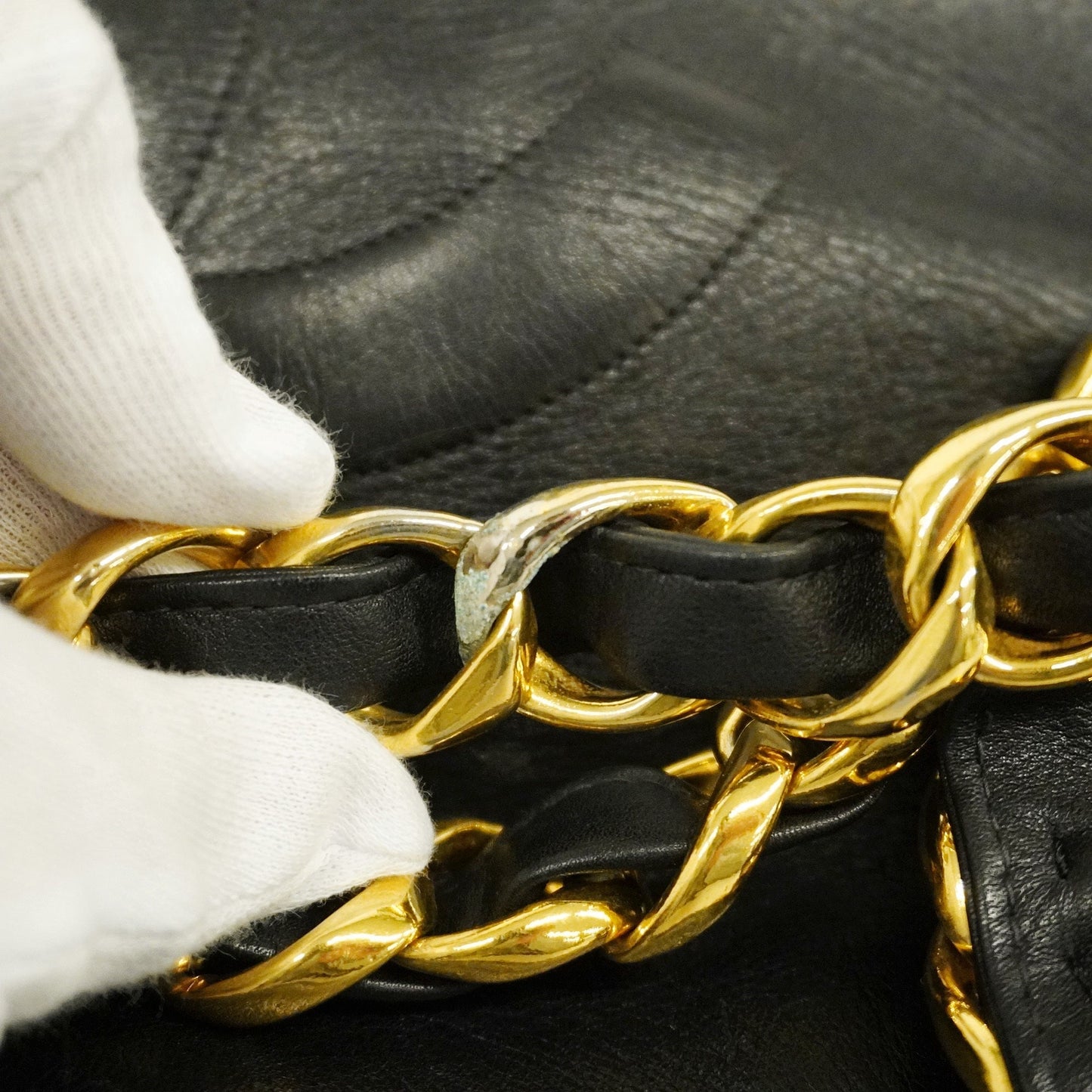 CHANEL Chain Shoulder Women's Leather Tote Bag Black