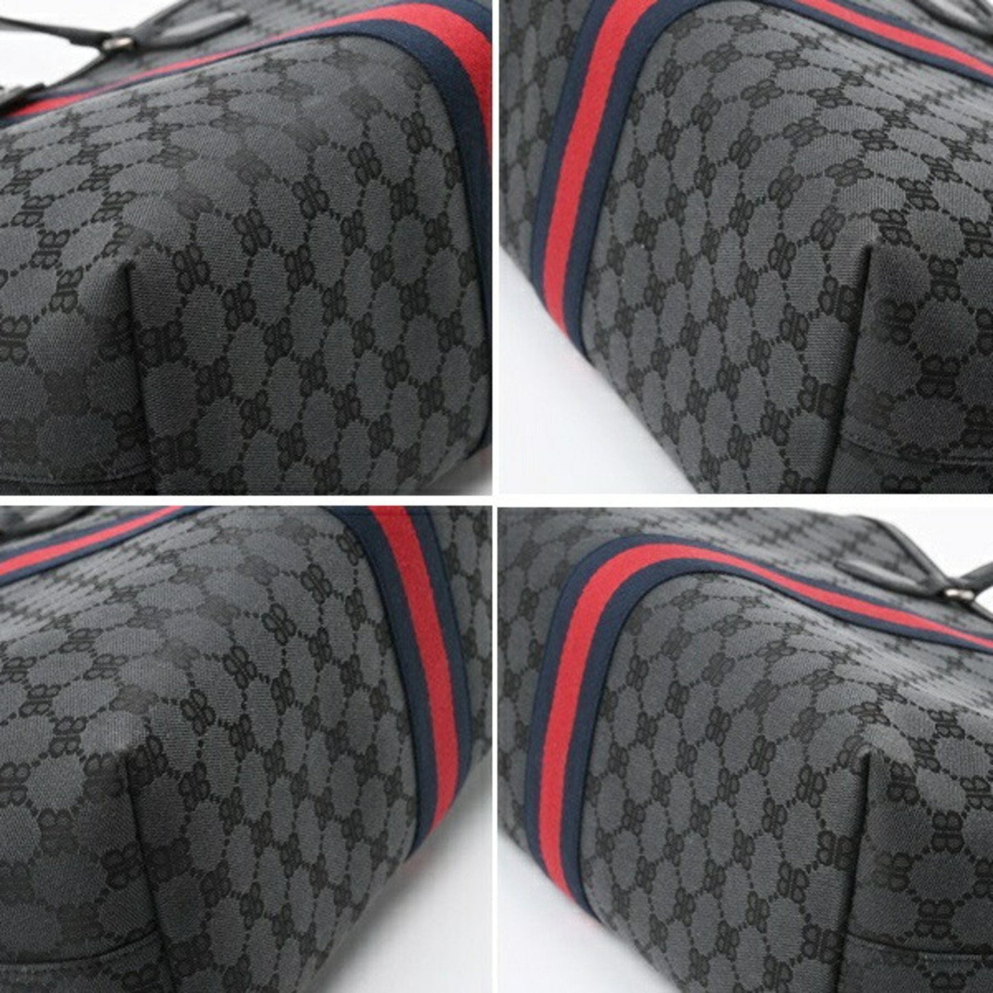 BALENCIAGA x GUCCI Hacker Project Medium Tote Bag 680125 Canvas Leather Black S-156852