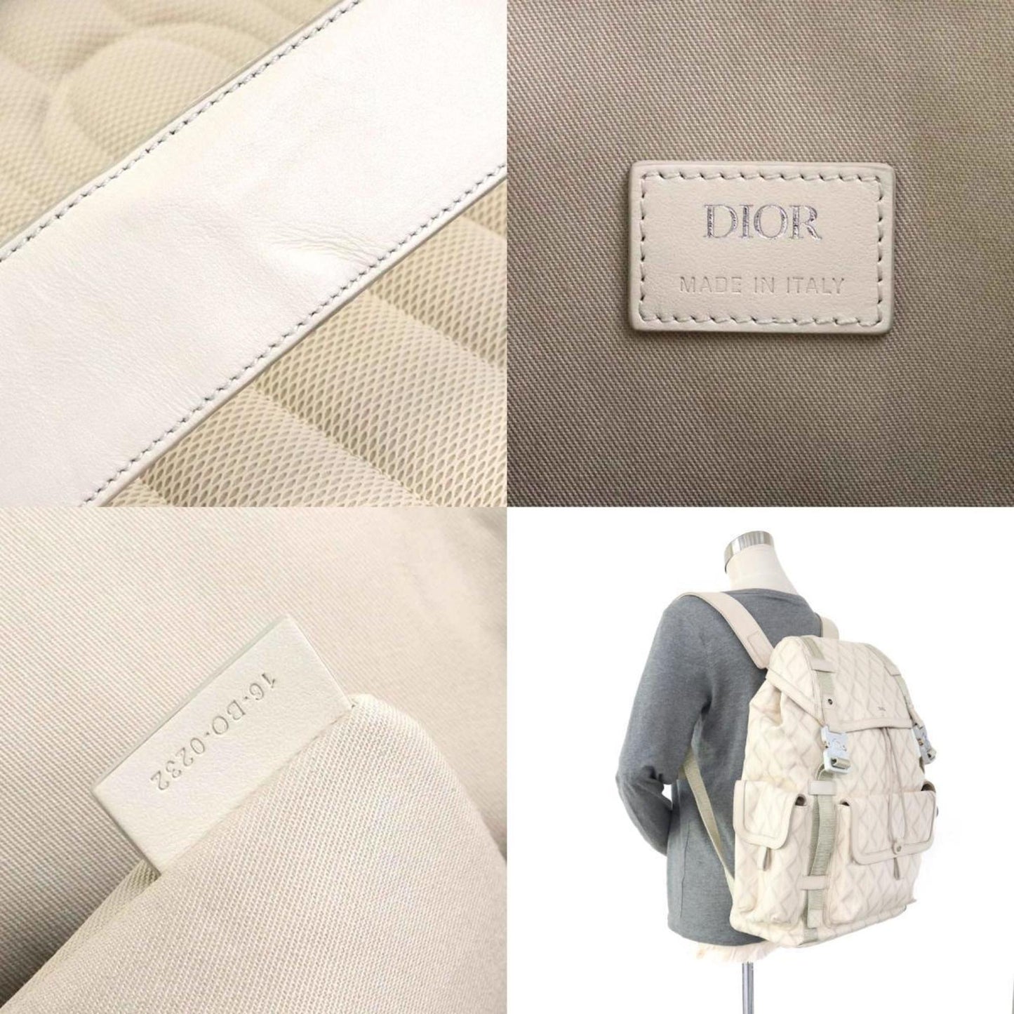 Christian Dior Backpack HIT THE ROAD Coated Canvas Leather Light Beige Men's 90125g