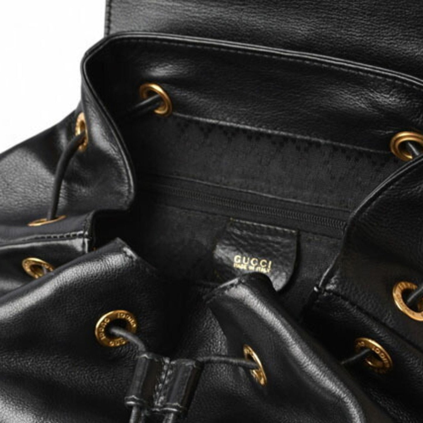 GUCCI Backpack Bamboo Bag Leather Black
