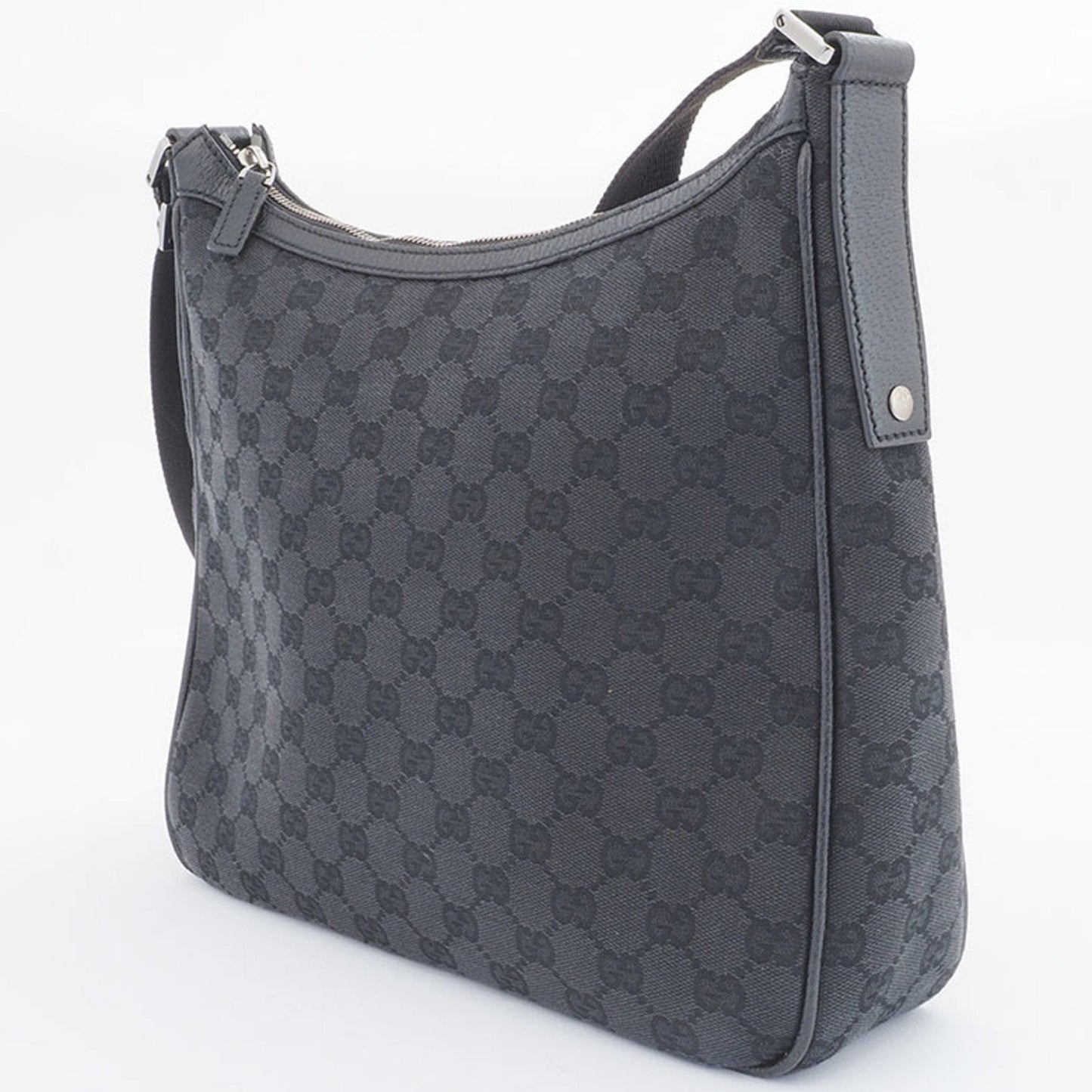Gucci GG Canvas Shoulder Bag Black 114272 Women's Leather Crossbody GUCCI