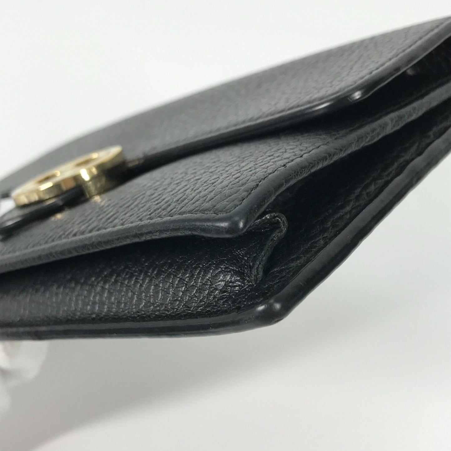 Gucci 510314 Interlocking G 2WAY Clutch Crossbody Long Wallet Shoulder Bag Black Gold