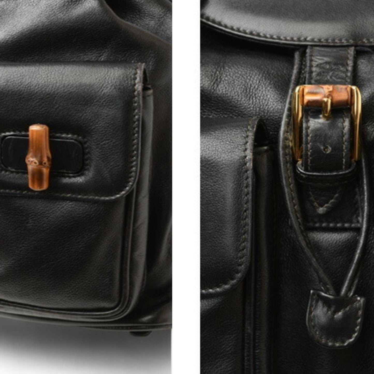 GUCCI Backpack Bamboo Bag Leather Black