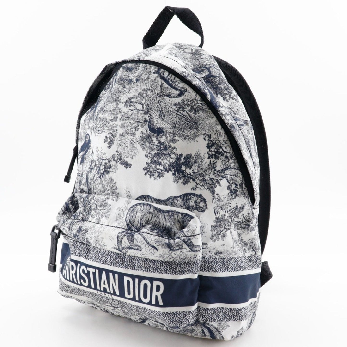 Christian Dior Small Backpack Rucksack/Daypack Toile de Jouy M6108SNTJ Nylon Black/White 2way A5 Double Women's