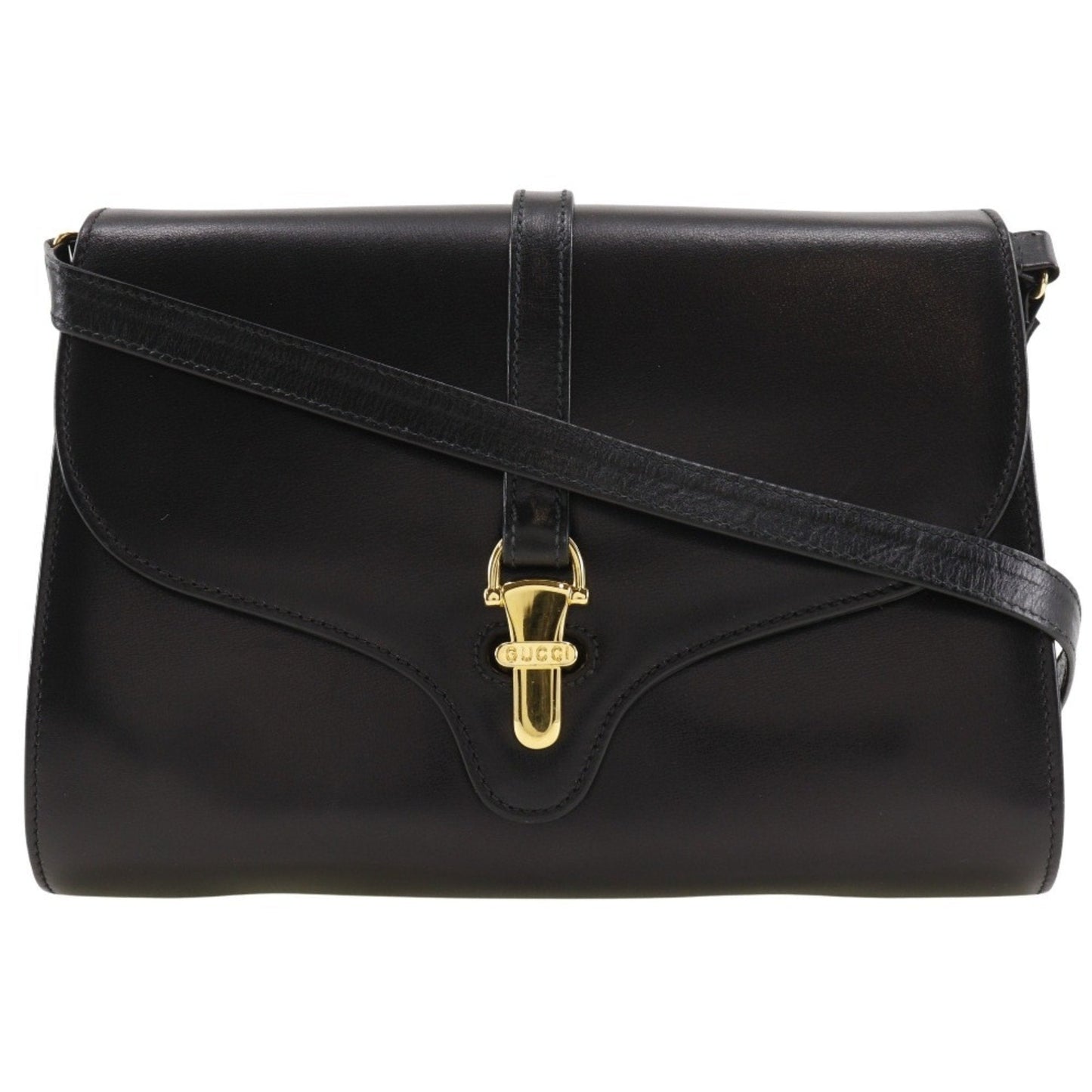 GUCCI Old Gucci Shoulder Bag Clutch Calf Black 2way Flap Women's