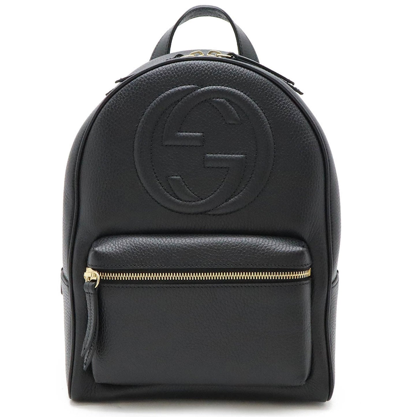 GUCCI Soho Backpack, Chain Shoulder, Leather, Black, 536192