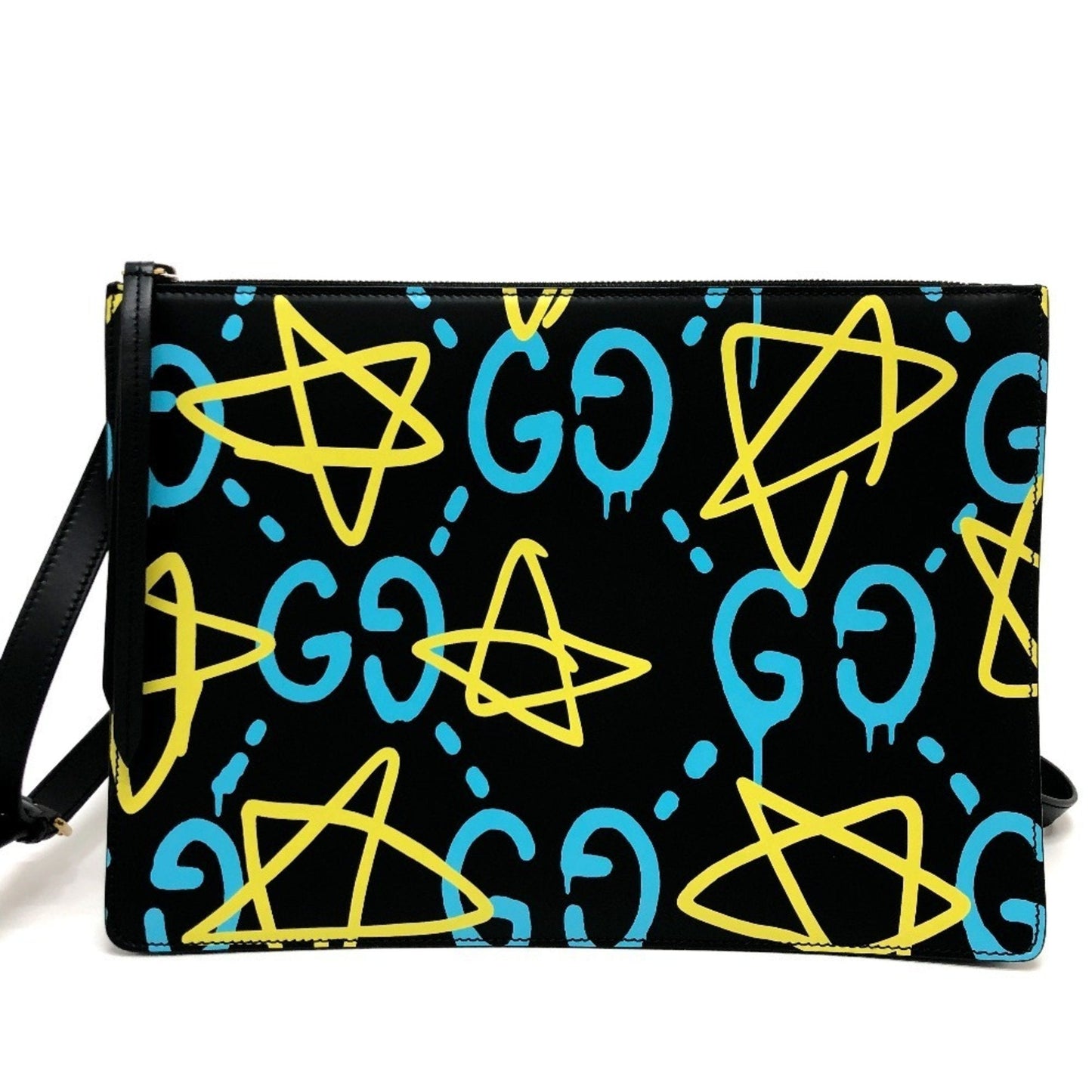 GUCCI 429004 Ghost Clutch Bag Shoulder Leather Women's Black